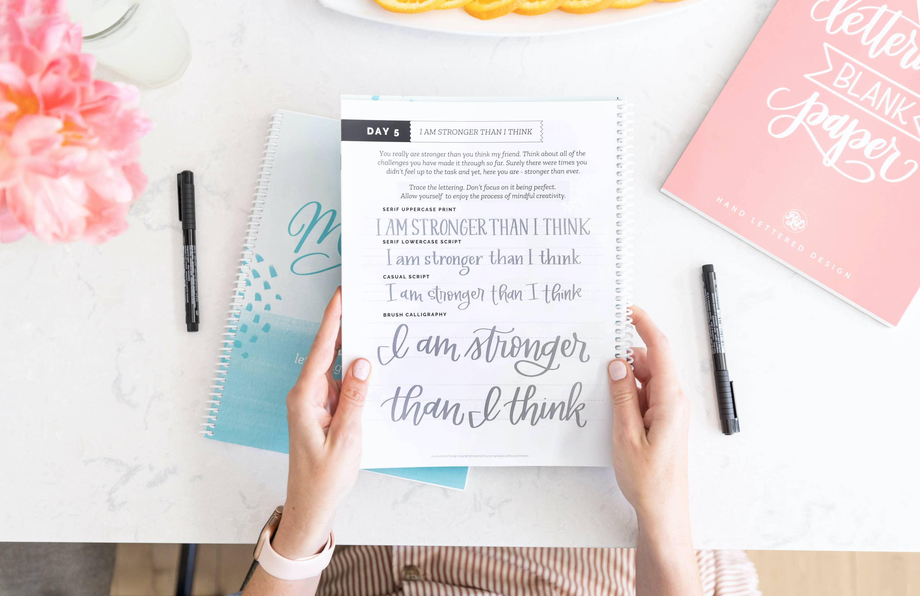 Favorite Story Hand Lettered Design Single Book / Top Spiral Daily Mindful Lettering: Peace & Calm Edition