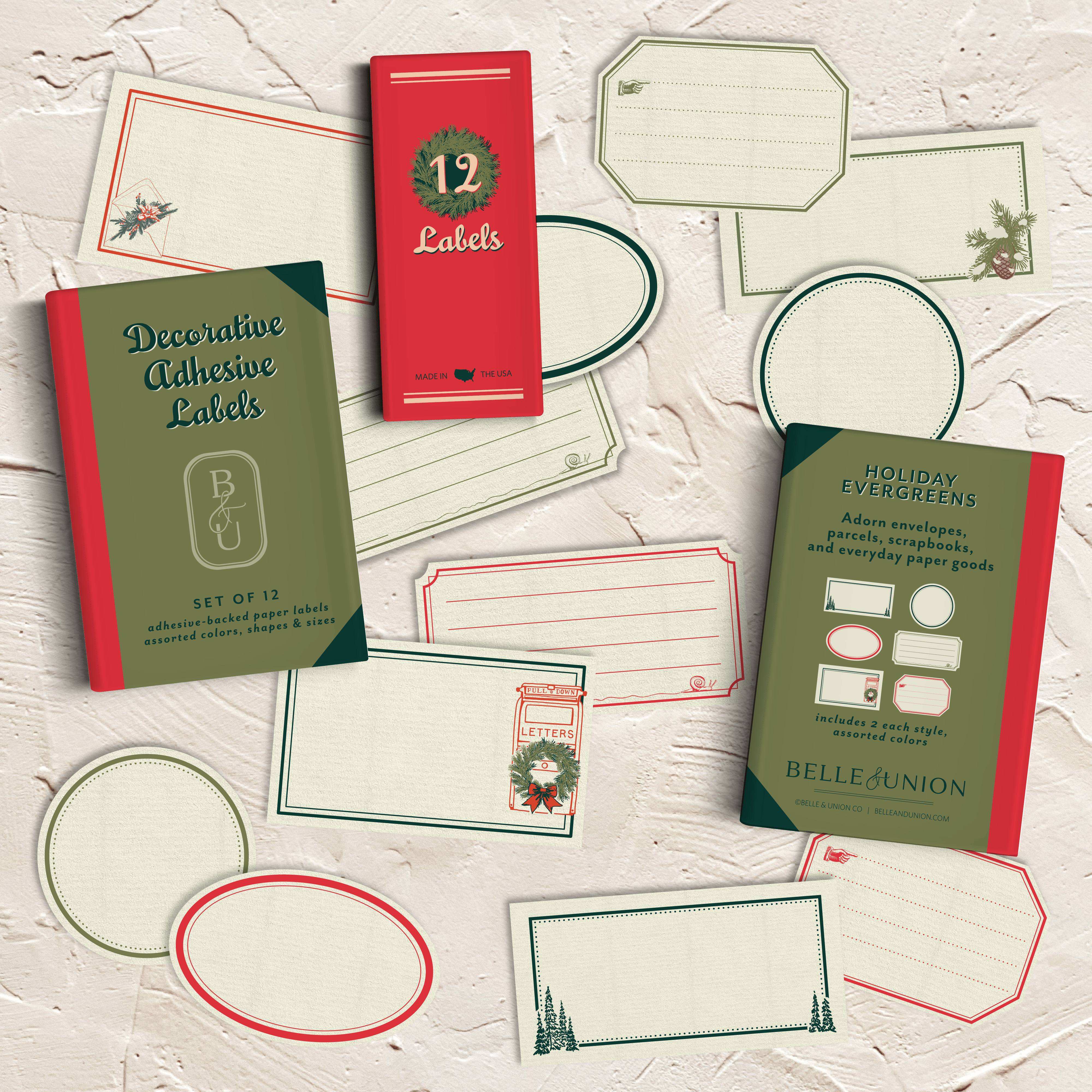 Favorite Story Belle & Union Ephemeria Paper Label Stickers, Holiday Evergreens