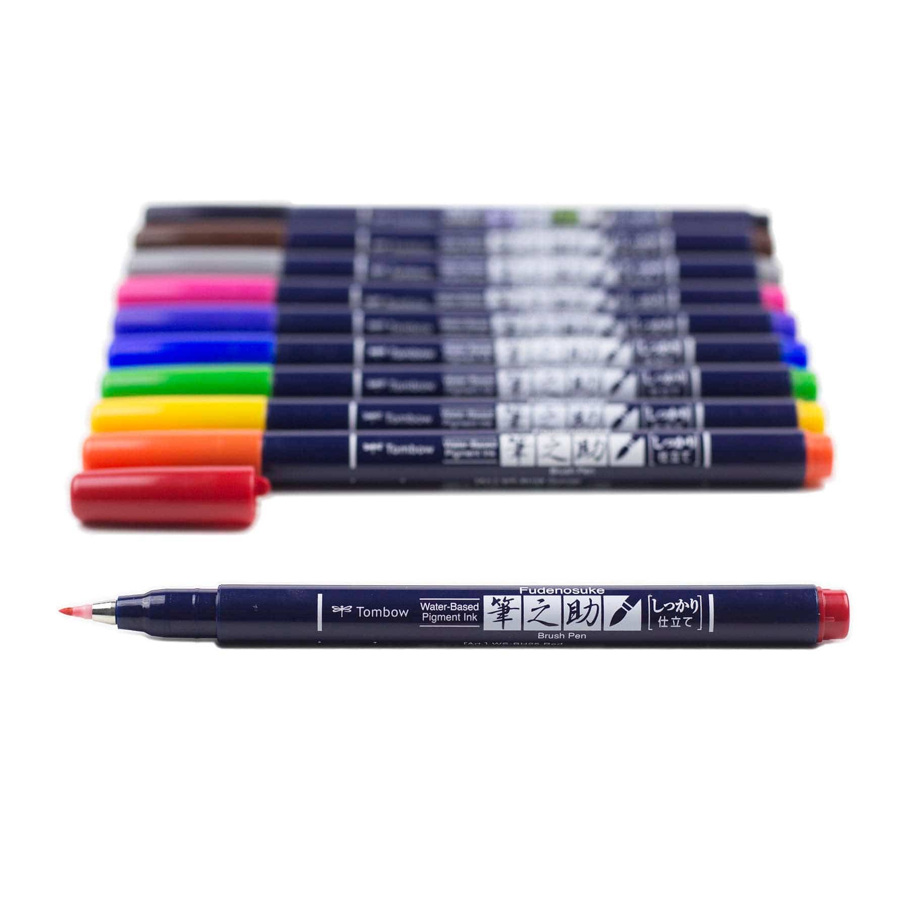 Favorite Story Tombow Fudenosuke Colors Calligraphy Brush Pens - 10-Pack