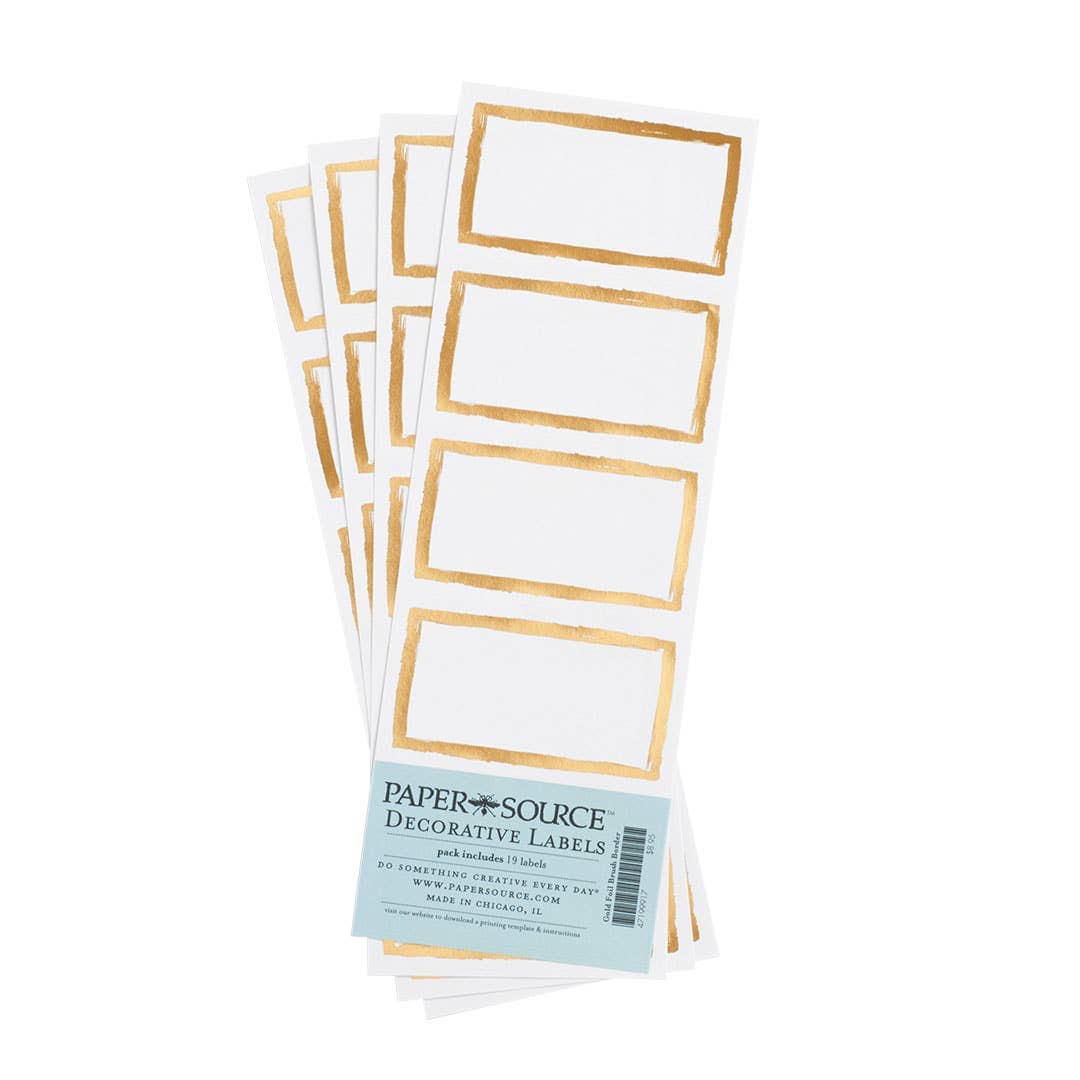 Favorite Story Paper Source Wholesale Gold Foil Brush Border Adhesive Gift Tag
