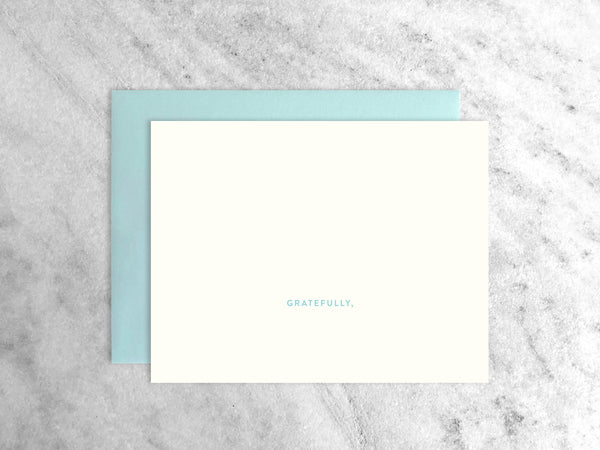 Favorite Story Boxed Set of 15 Blue "Gratefully" Notecards