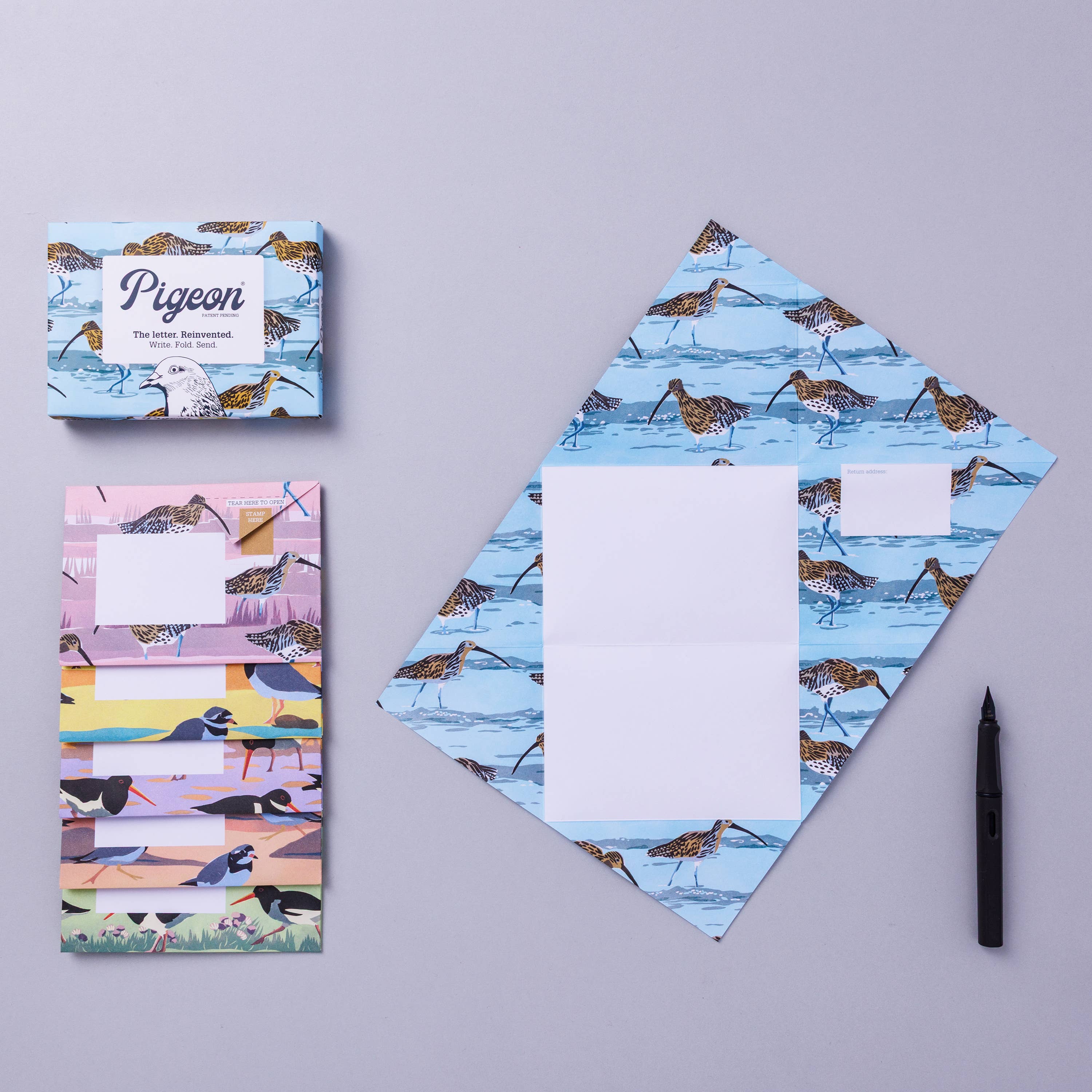 Favorite Story pigeonposted Hebridean Pigeon, Folding Seaside Letter Set – Pack of 6