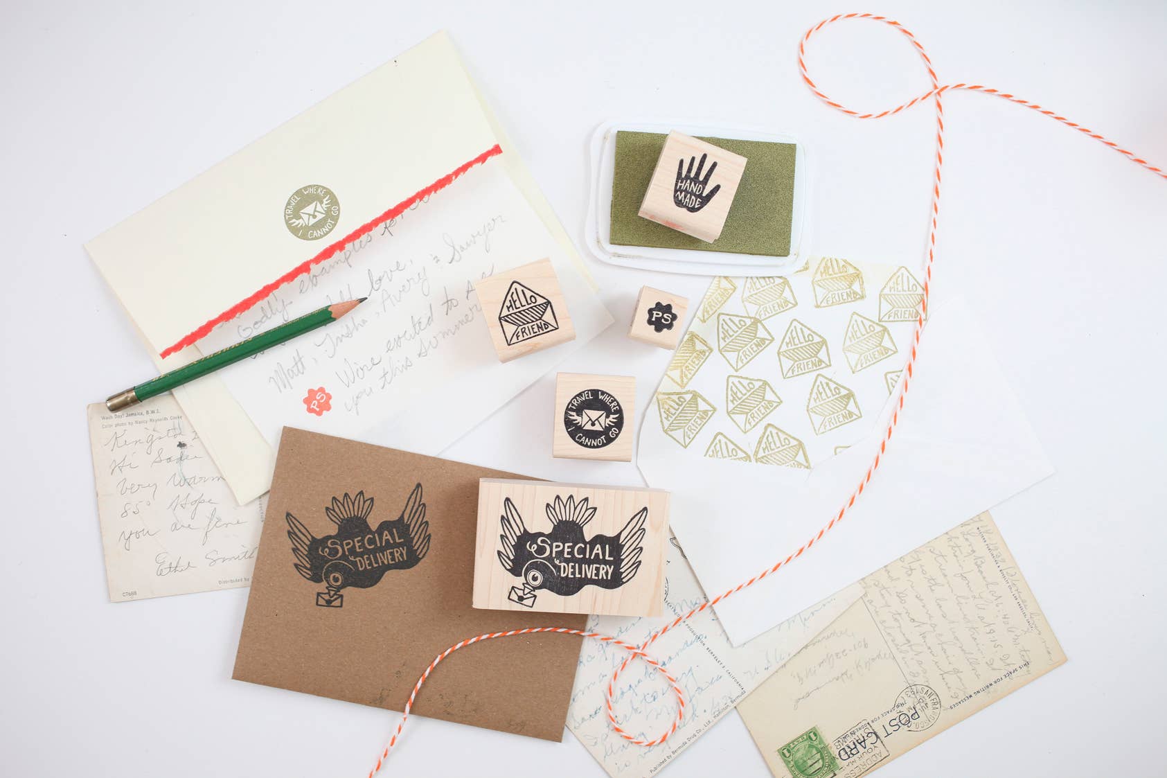 Favorite Story Peppercorn Paper Hello Friend Rubber Stamp