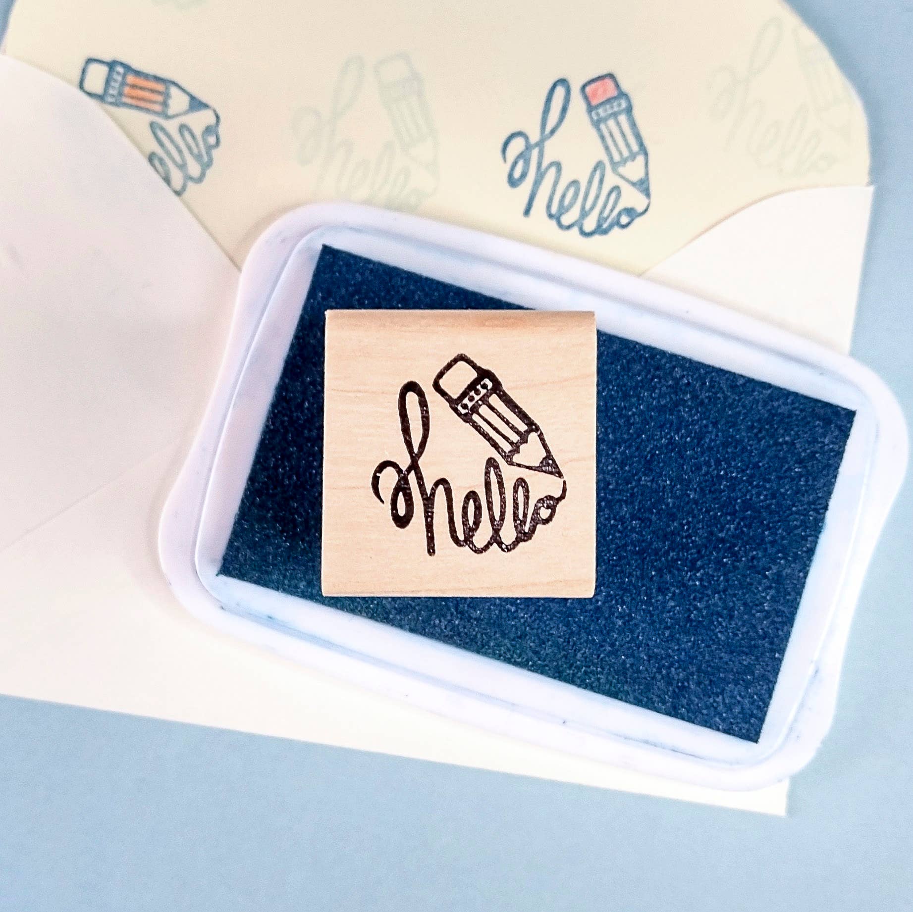 Favorite Story Peppercorn Paper Hello Pencil Rubber Stamp