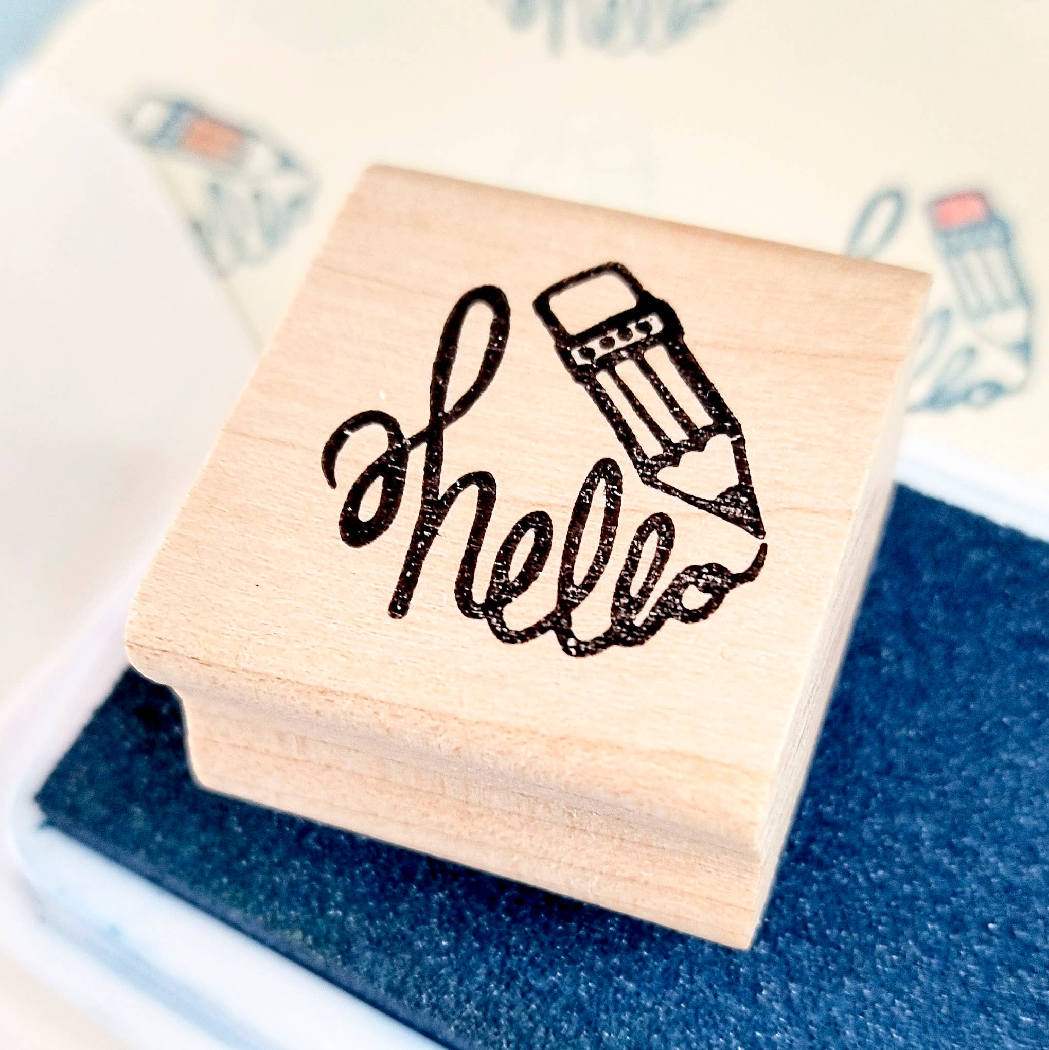 Favorite Story Peppercorn Paper Hello Pencil Rubber Stamp
