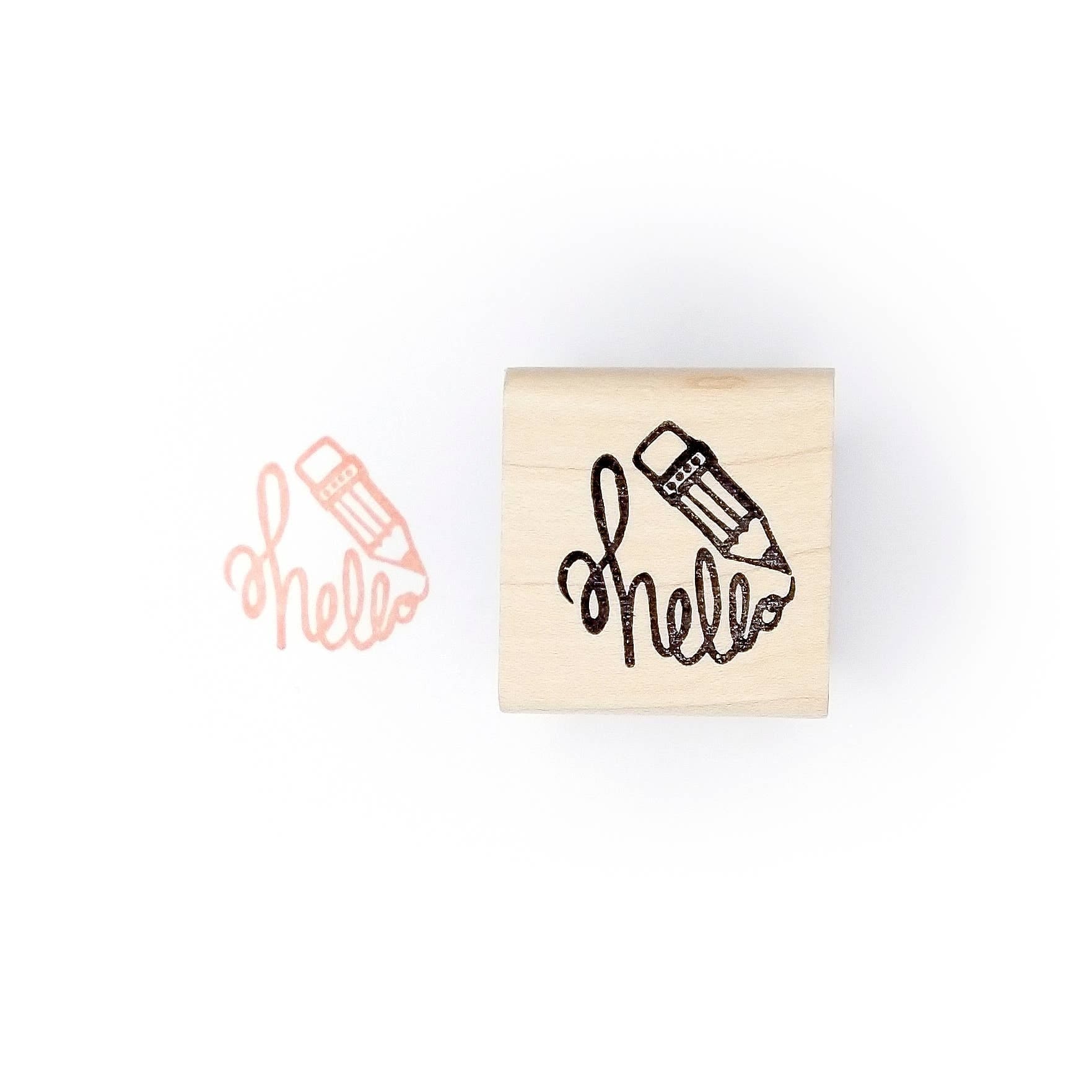 Favorite Story Peppercorn Paper Hello Pencil Rubber Stamp