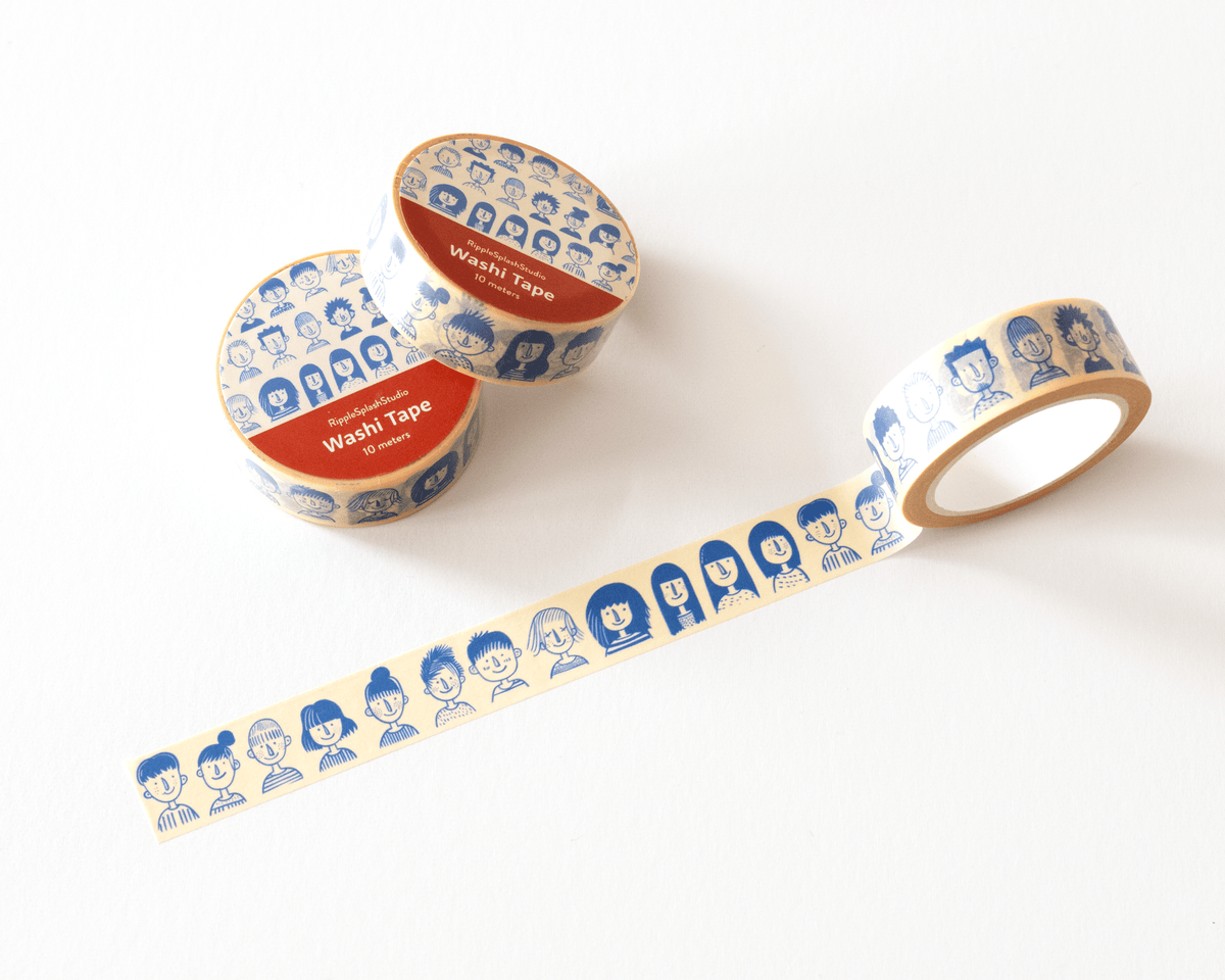 Favorite Story RippleSplash Studio (We Cover US Import Fees) Illustrated Faces Washi Tape