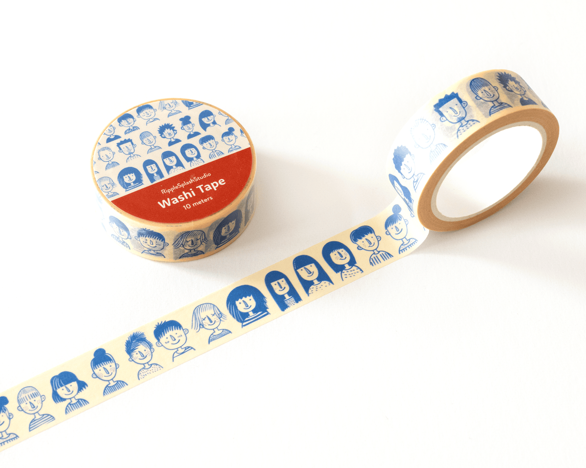 Favorite Story RippleSplash Studio (We Cover US Import Fees) Illustrated Faces Washi Tape
