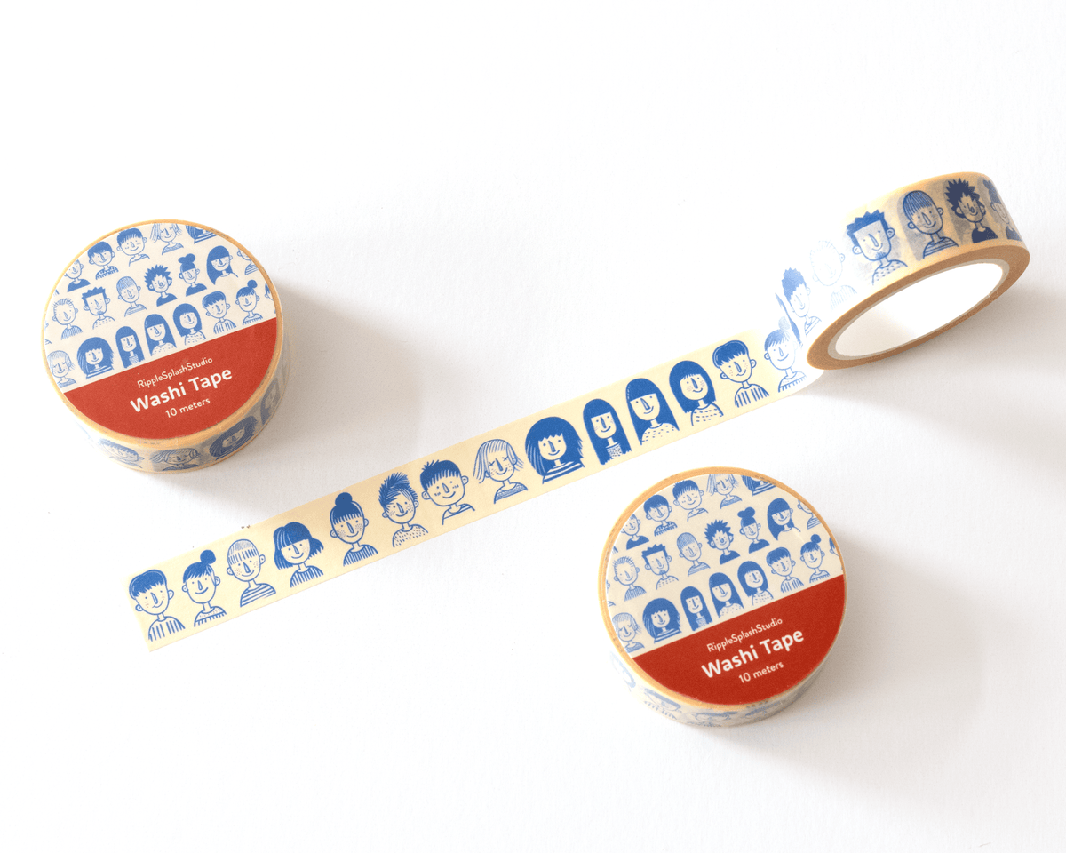 Favorite Story RippleSplash Studio (We Cover US Import Fees) Illustrated Faces Washi Tape