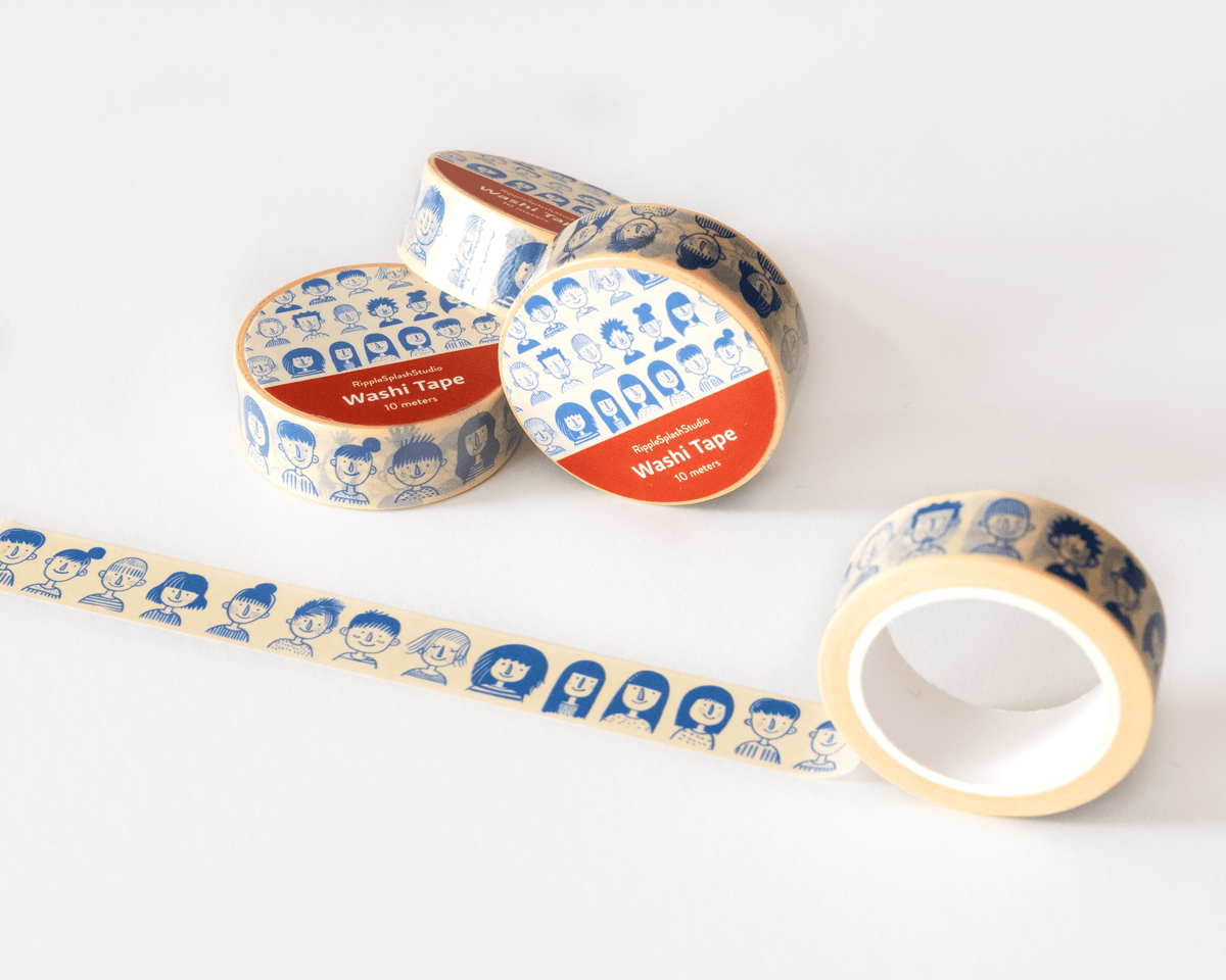 Favorite Story RippleSplash Studio (We Cover US Import Fees) Illustrated Faces Washi Tape