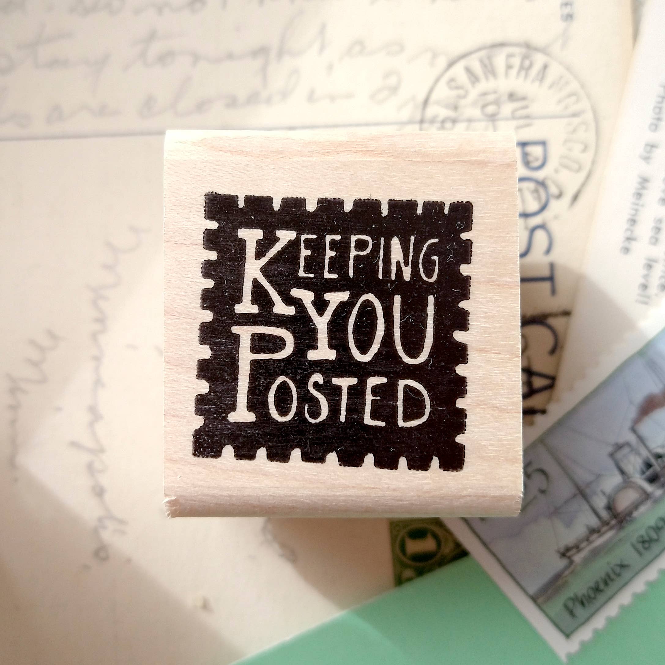 Favorite Story Peppercorn Paper Keeping You Posted Rubber Stamp