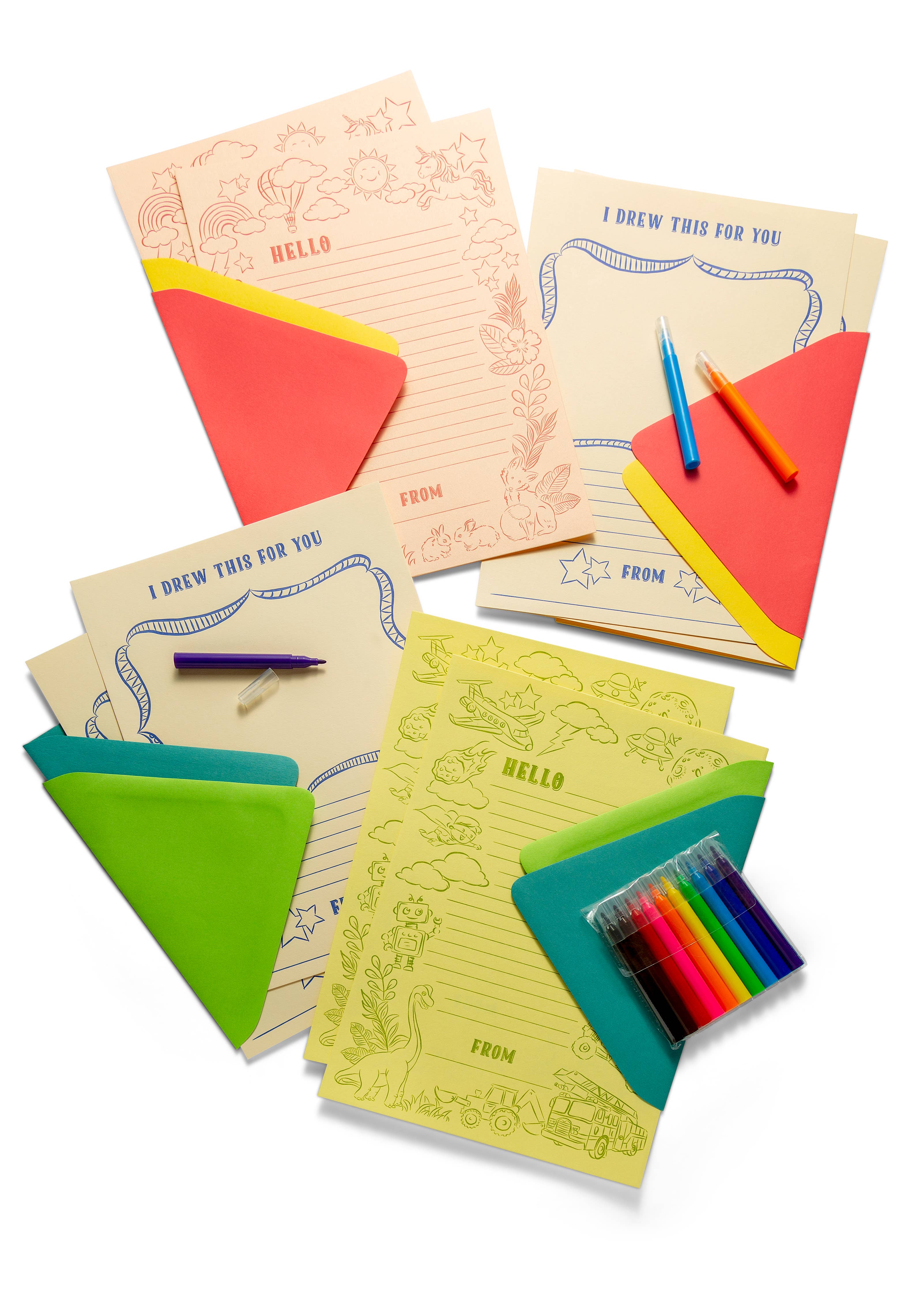 Favorite Story Color Box Design & Letterpress Kid Letters Notecard Set in Peach