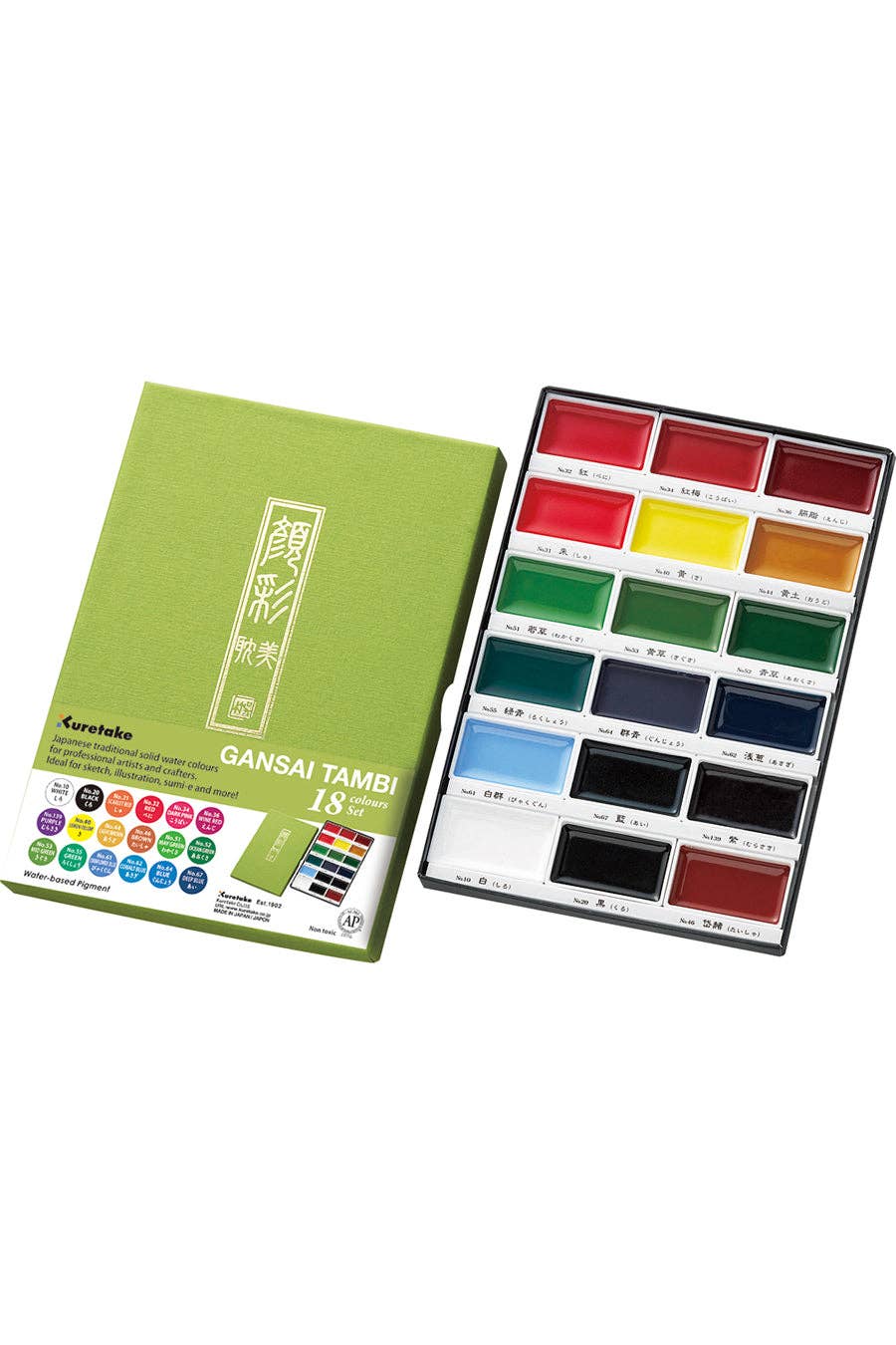 Favorite Story Chartpak, Inc. 18 Color Set Kuretake® Gansai Tambi Watercolor Pans