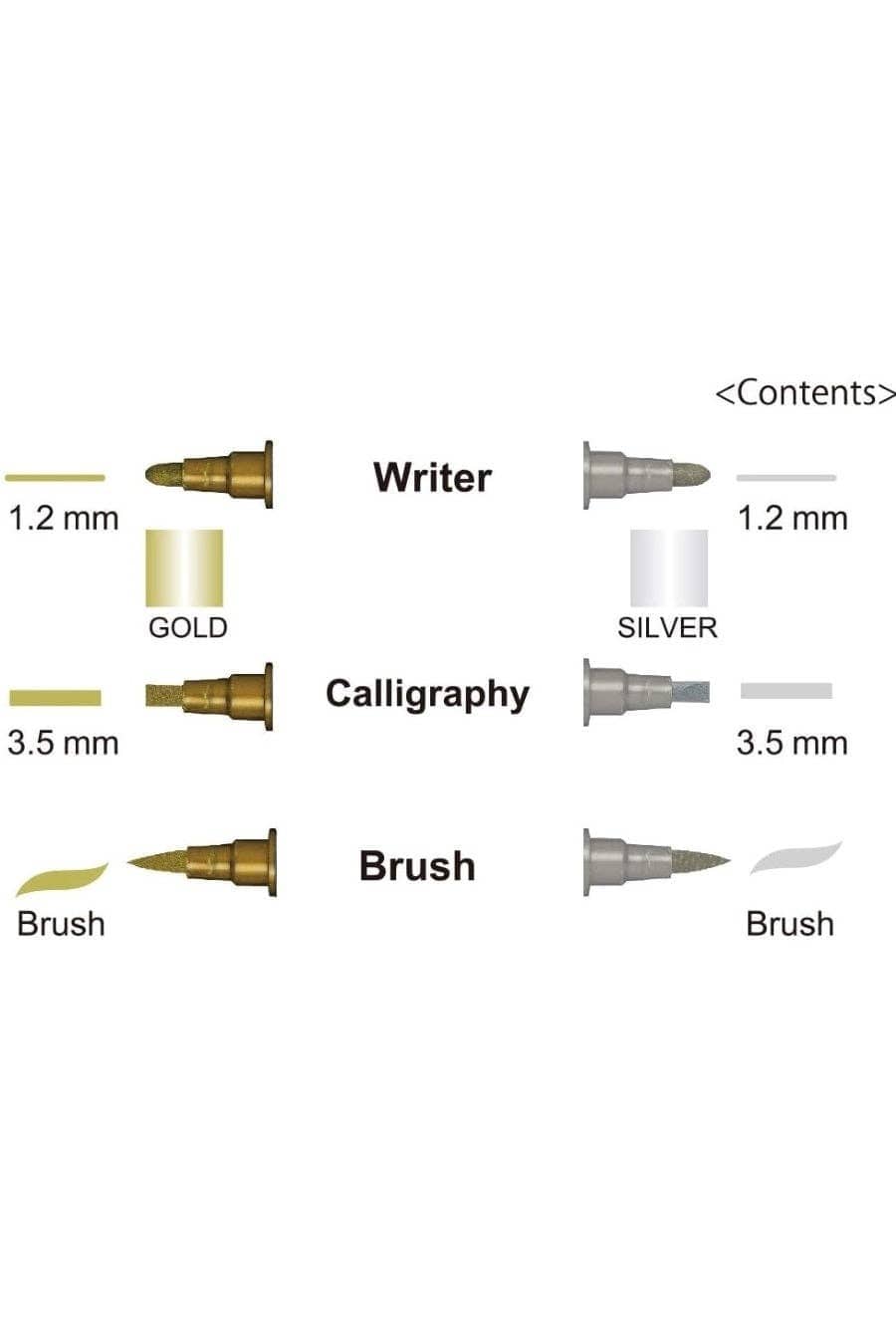 Favorite Story Chartpak, Inc. Kuretake Gold and  Silver Assortment Set