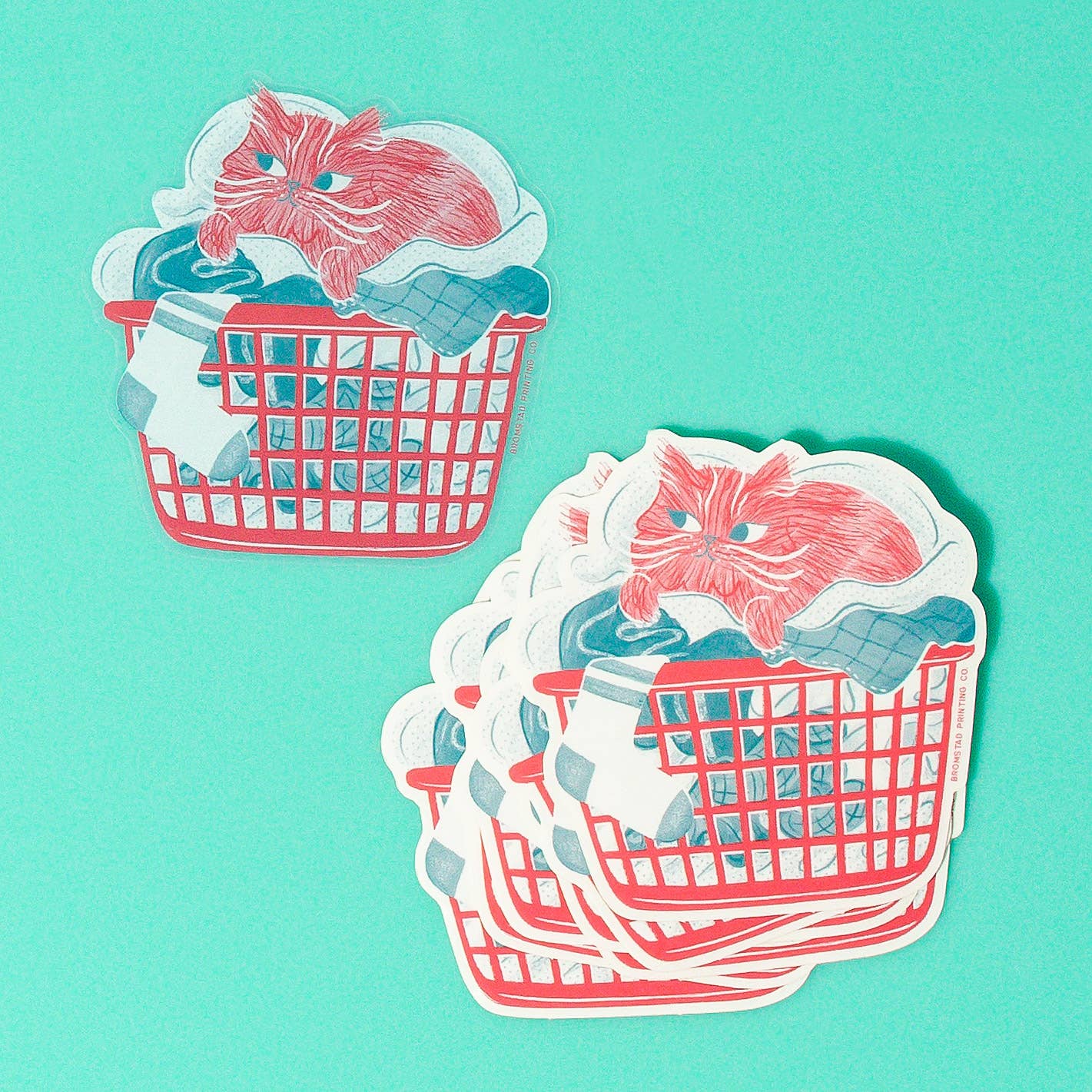 Favorite Story Bromstad Printing Co. Laundry Cat Clear Sticker