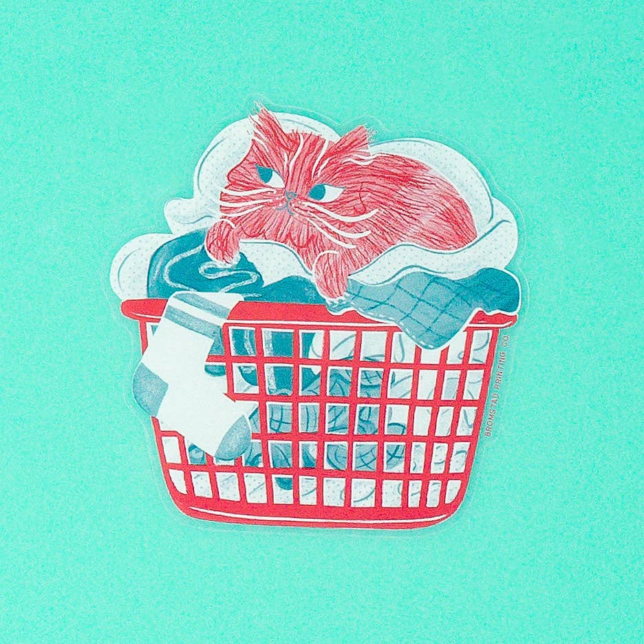 Favorite Story Bromstad Printing Co. Laundry Cat Clear Sticker