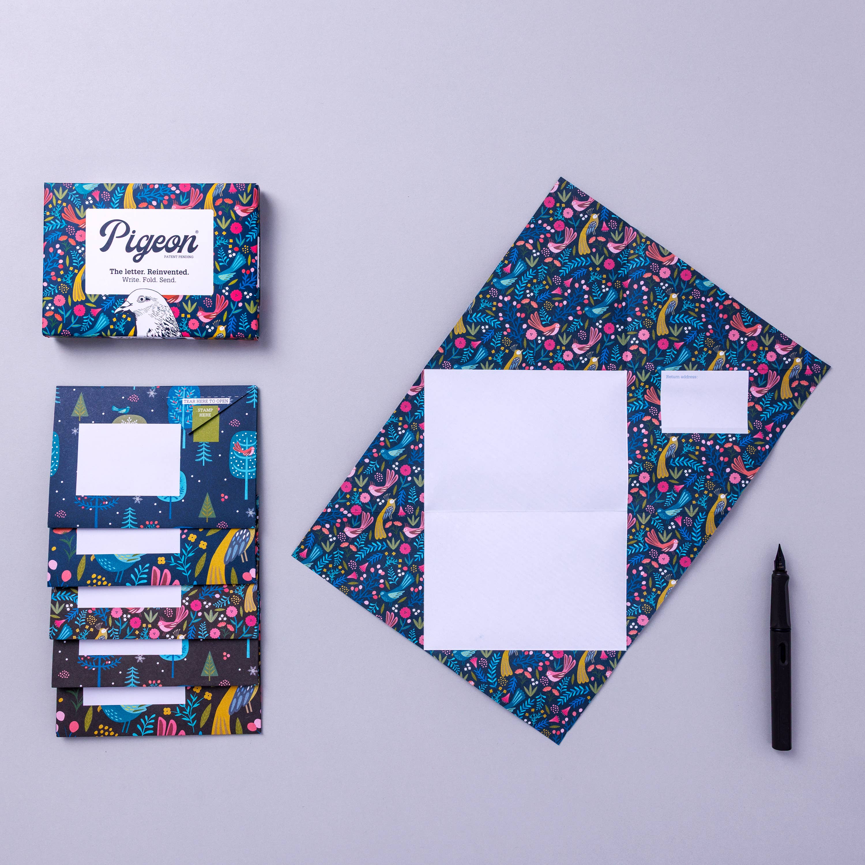 Favorite Story pigeonposted Magical Menagerie Pigeon, Folding Letter Set, Pack of 6