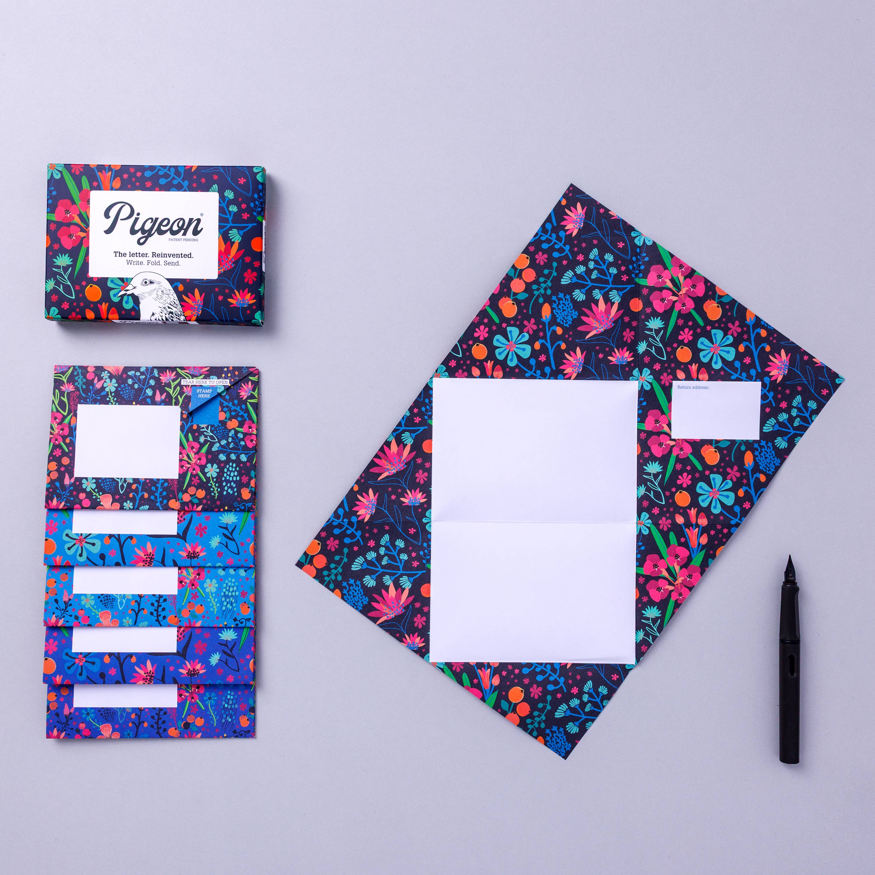 Favorite Story pigeonposted Midnight Garden Botanical Folding Letter Set - pack of 6