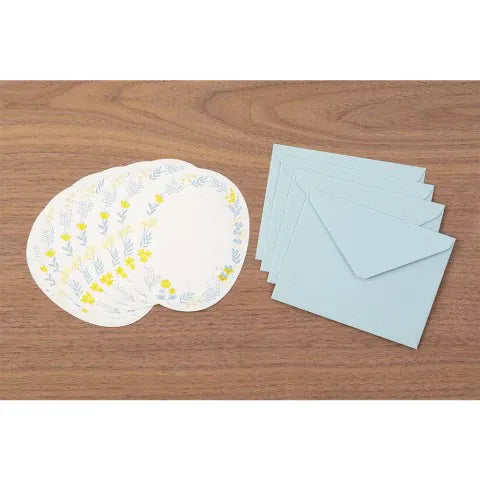 Favorite Story Midori Midori Letterpress Die-Cut Oval Stationery, Blue Wreath