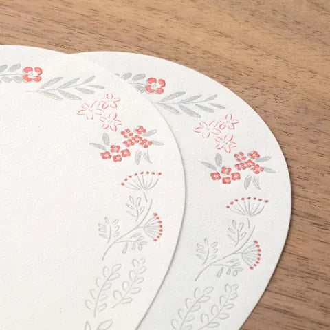 Favorite Story Midori Midori Letterpress Die-Cut Oval Stationery, Red Wreath