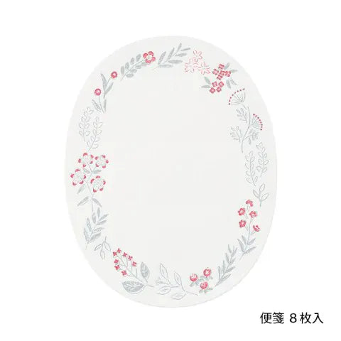 Favorite Story Midori Midori Letterpress Die-Cut Oval Stationery, Red Wreath
