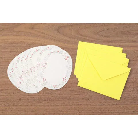 Favorite Story Midori Midori Letterpress Die-Cut Oval Stationery, Red Wreath