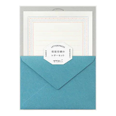 Favorite Story Midori Midori Letterpress Letter Set - Blue Frame