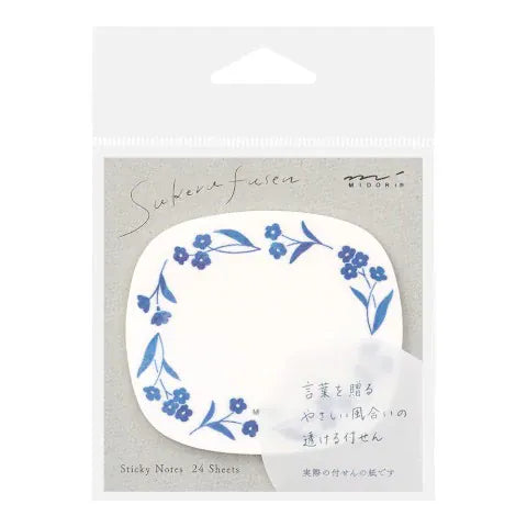 Midori Translucent Sticky Notes, Blue Flowers