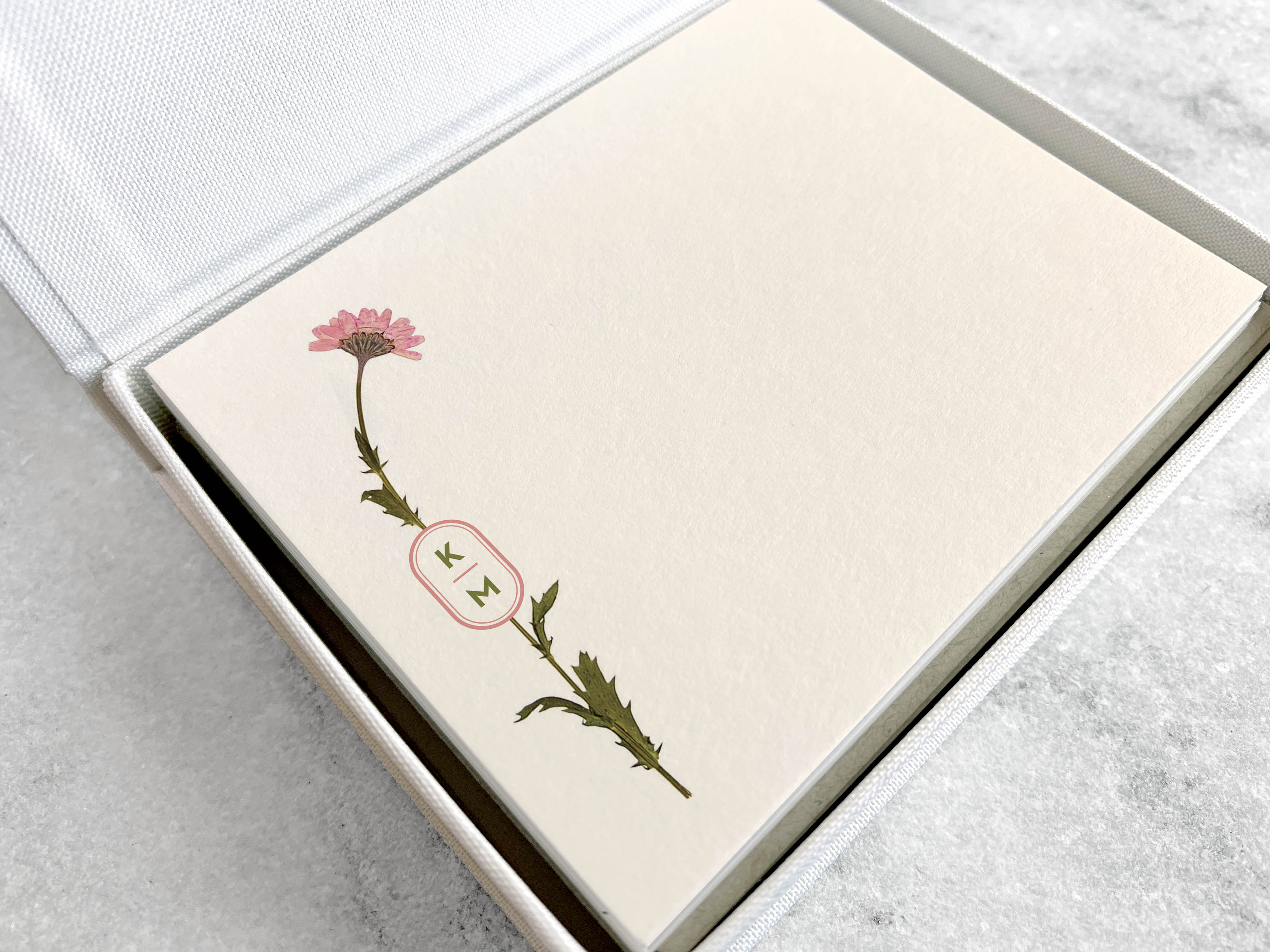 Favorite Story Pressed Flower Monogram Monogram Stationery