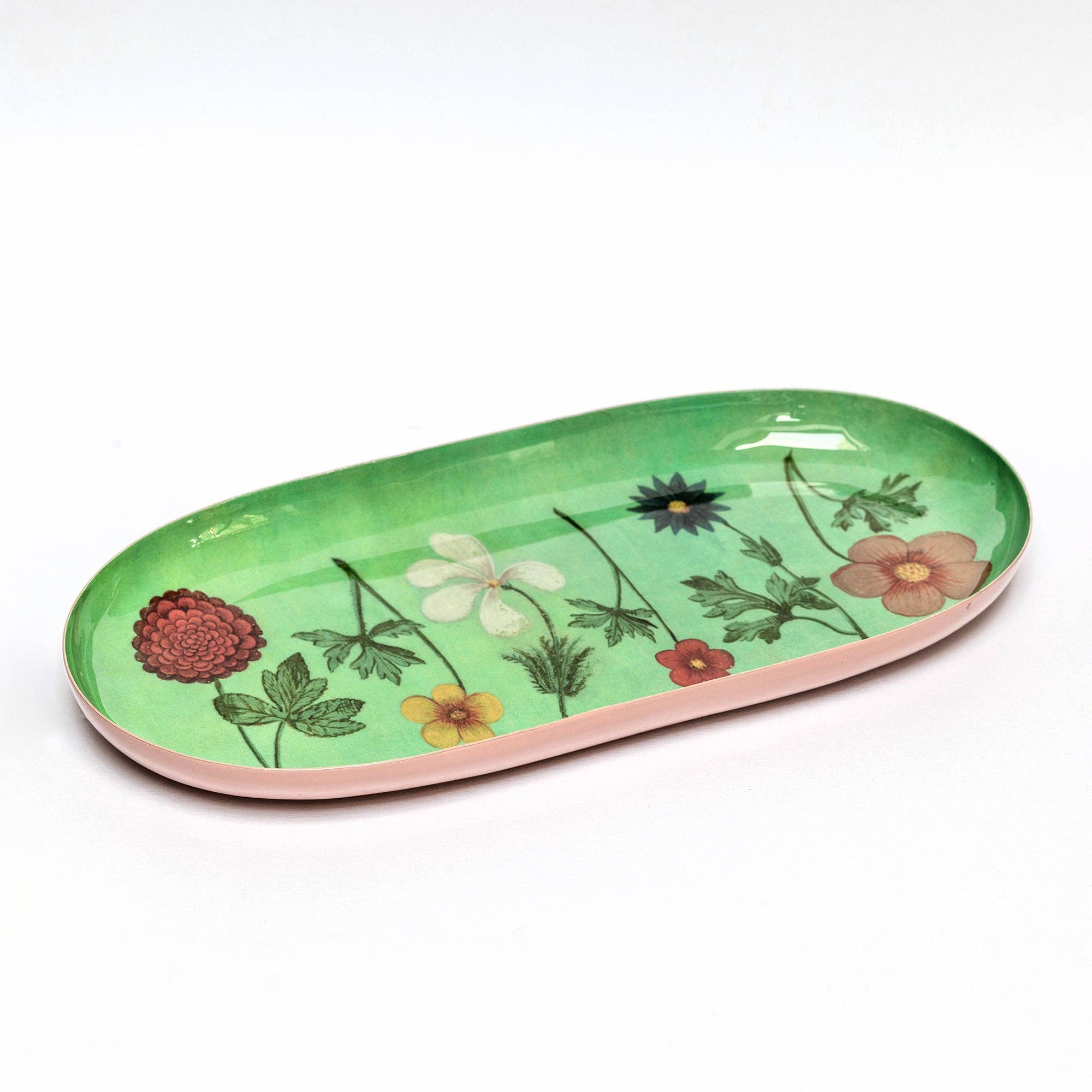 Favorite Story Roomytown Inc Oval Enamel Tray - Festival of Flowers