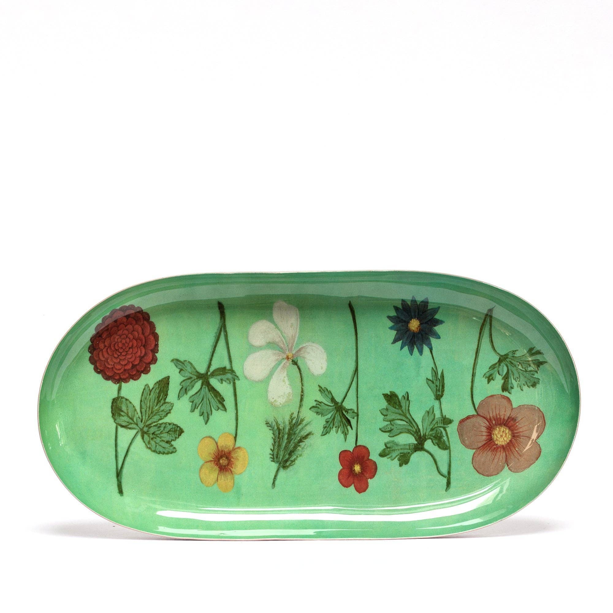 Favorite Story Roomytown Inc Oval Enamel Tray - Festival of Flowers