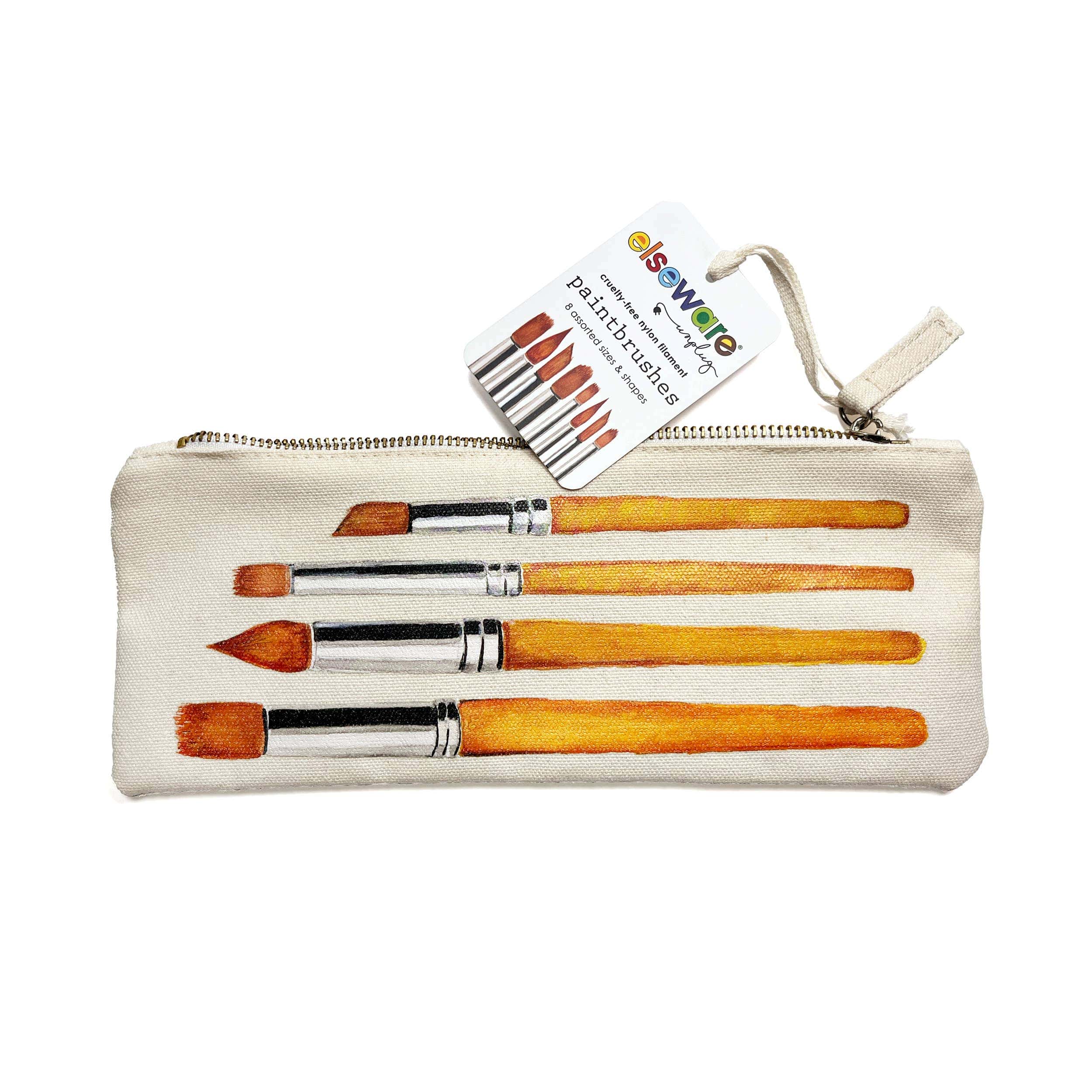 Favorite Story elseware unplug / eco-kids Paintbrush Set - Nylon Filament in Canvas Bag - 8 Assorted