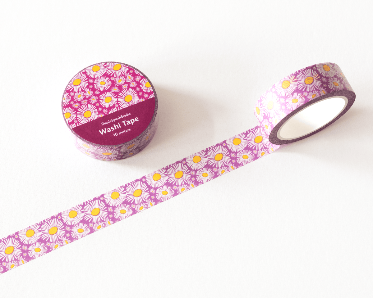 Favorite Story RippleSplash Studio (We Cover US Import Fees) Pink Daisy Washi Tape