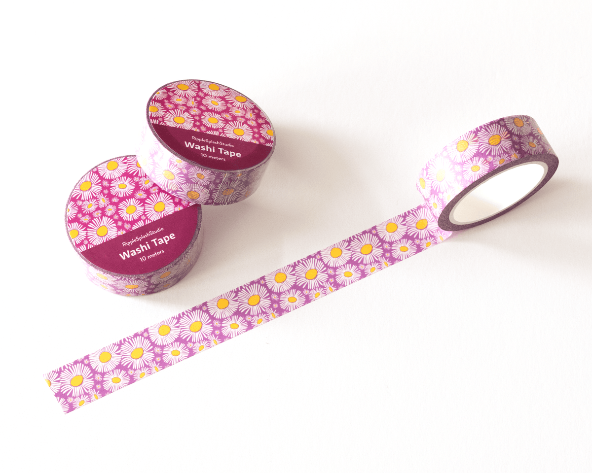 Favorite Story RippleSplash Studio (We Cover US Import Fees) Pink Daisy Washi Tape
