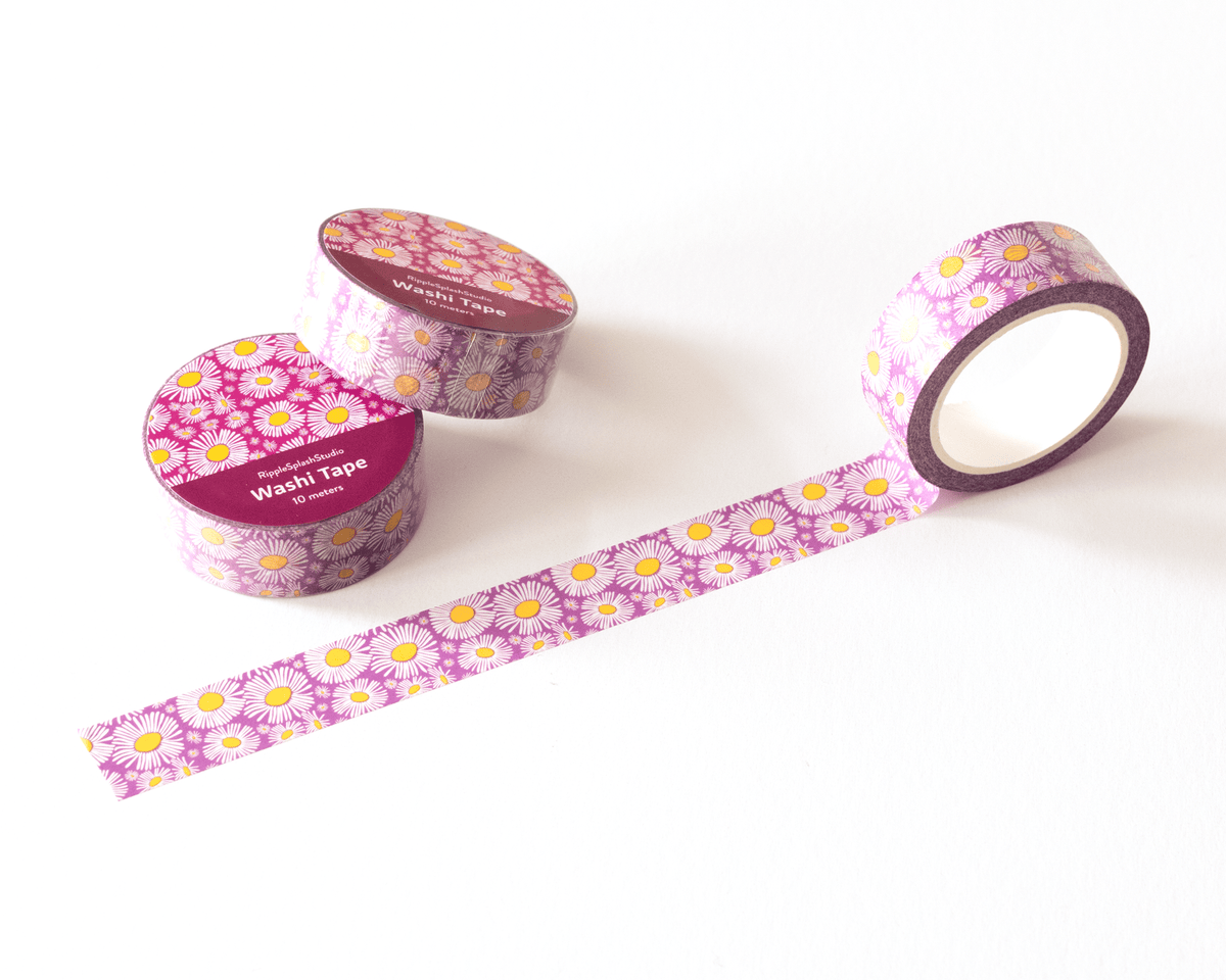 Favorite Story RippleSplash Studio (We Cover US Import Fees) Pink Daisy Washi Tape