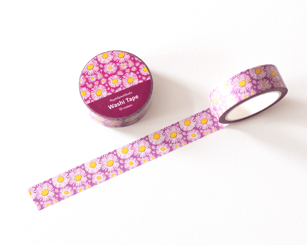 Favorite Story RippleSplash Studio (We Cover US Import Fees) Pink Daisy Washi Tape