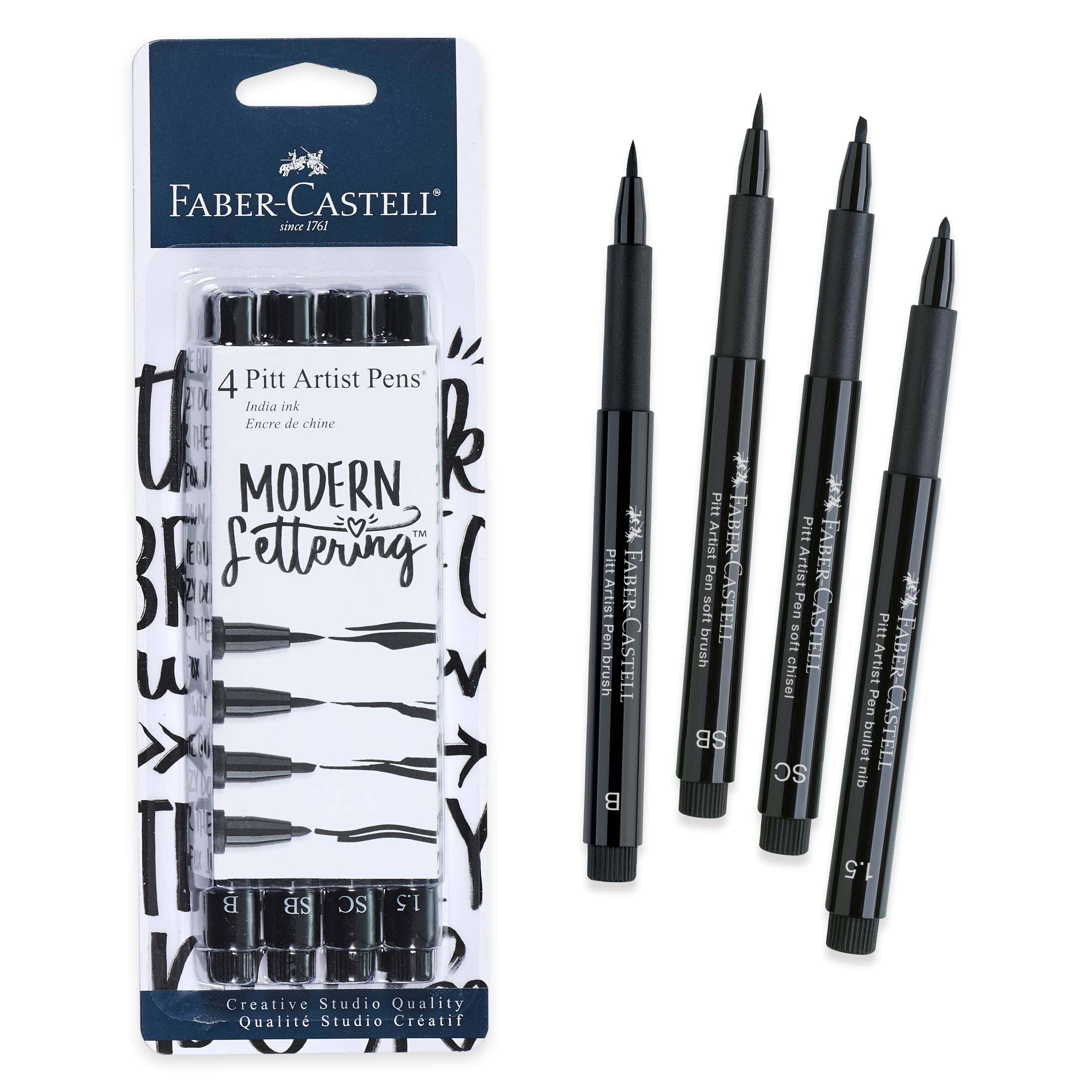 Favorite Story Faber-Castell / Creativity for Kids Pitt Artist Pen, Modern Lettering - #199 Black Set of 4