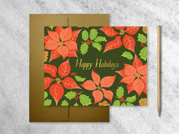 Favorite Story Greeting Cards Boxed Set of 8 Poinsettia Holiday Cards