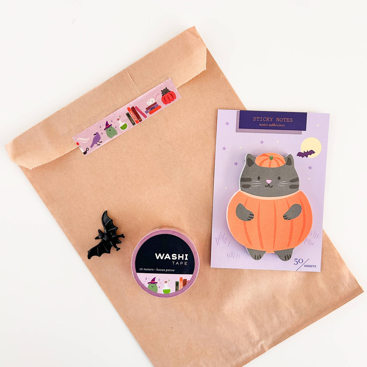 Favorite Story Girl of All Work Pumpkin Cat Die Cut Sticky Notes