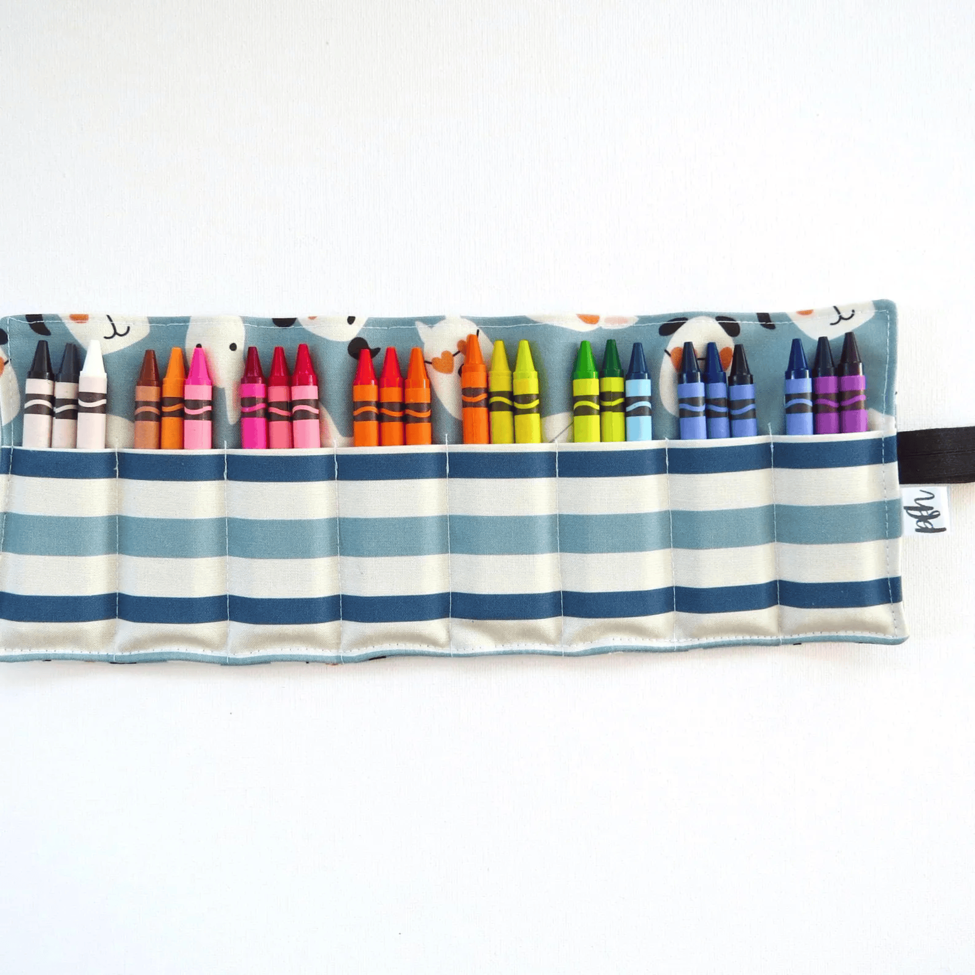 Favorite Story PaperFromHeaven Puppy Crayon Roll – Handmade Dog Print Travel Art Kit