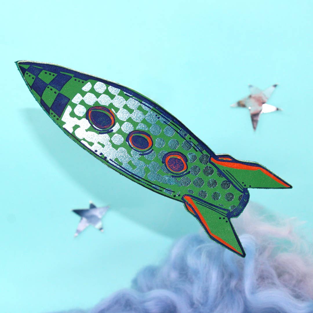 Favorite Story Ark Colour Design Green/Turquoise Rocket Bookmark
