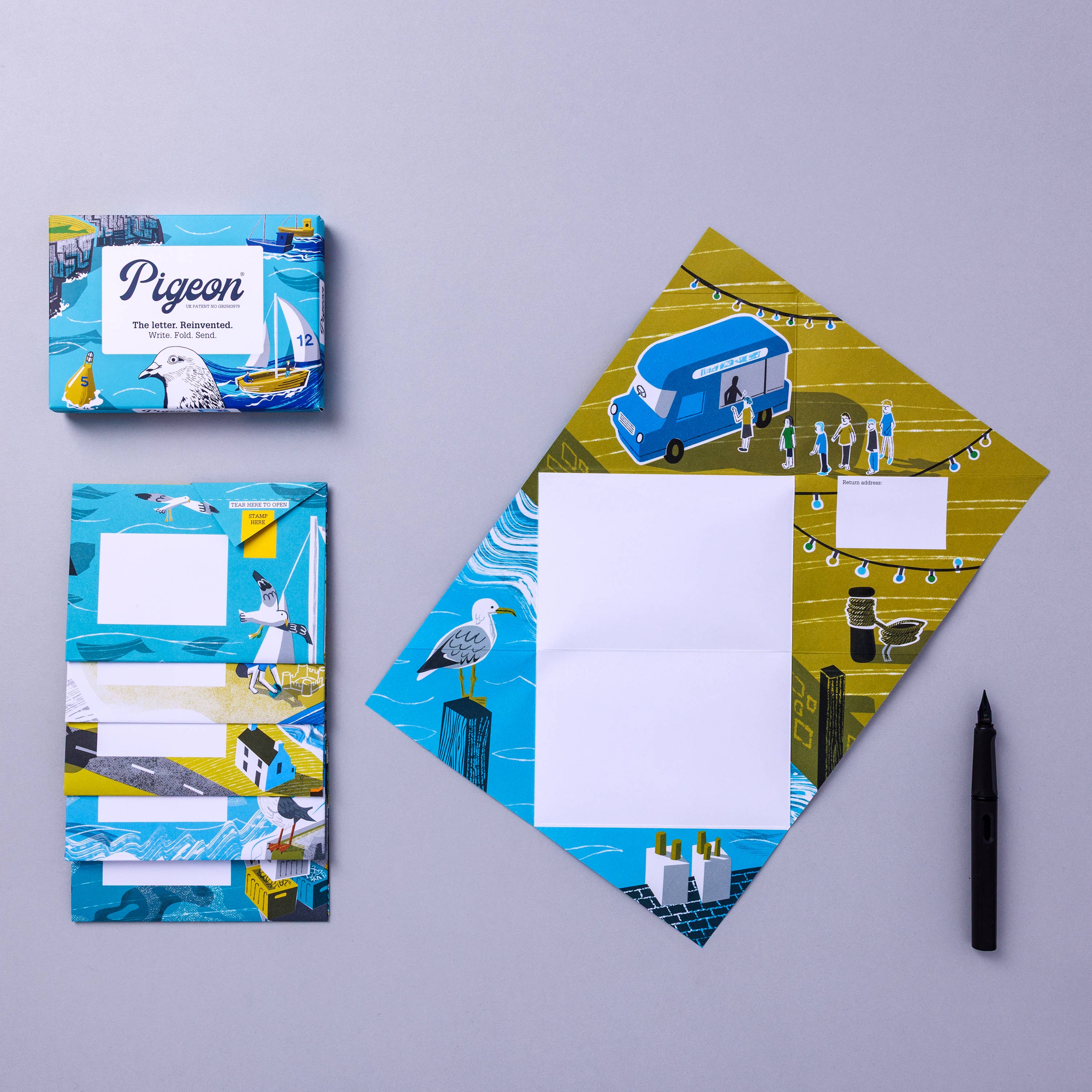 Favorite Story pigeonposted Safe Harbour Pigeon, Folding Letter Pack – Pack of 6 Letters