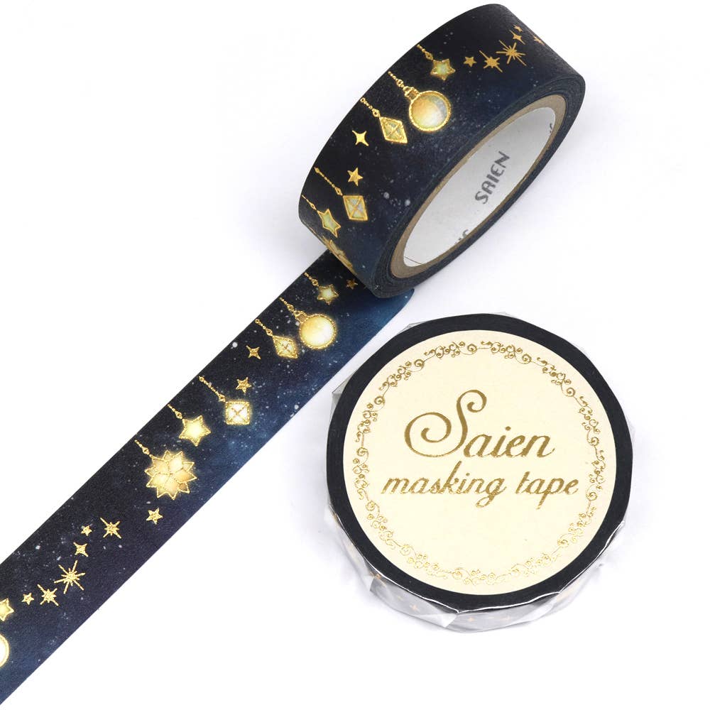 Favorite Story Japacolle — Japan Collections | See Latest News in "About" Starlit sky SAIEN Washi tape with gold foil stamping 15mm