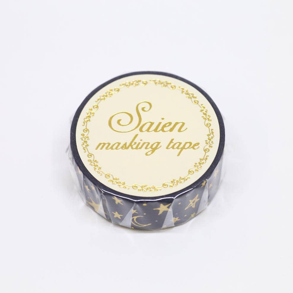 Favorite Story Japacolle — Japan Collections | See Latest News in "About" Starlit sky SAIEN Washi tape with gold foil stamping 15mm