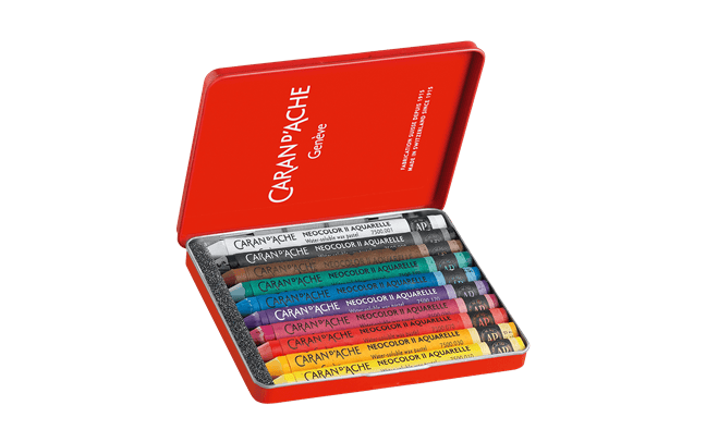 Favorite Story Caran d'Ache Set of 10 NEOCOLOR™ II Pastels in Metal Box