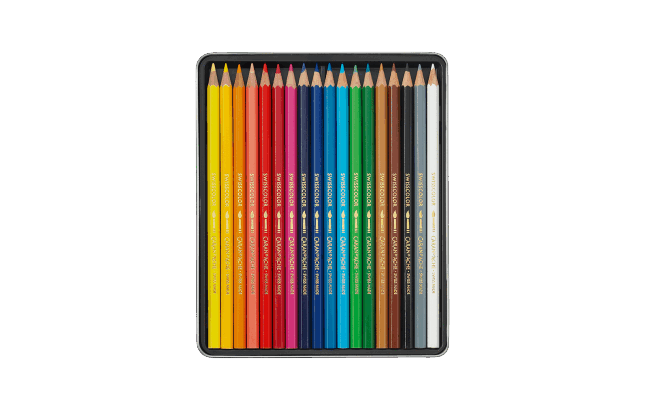 Favorite Story Caran d'Ache Set of 18 Water-soluble Pencils SWISSCOLOR in Metal Box