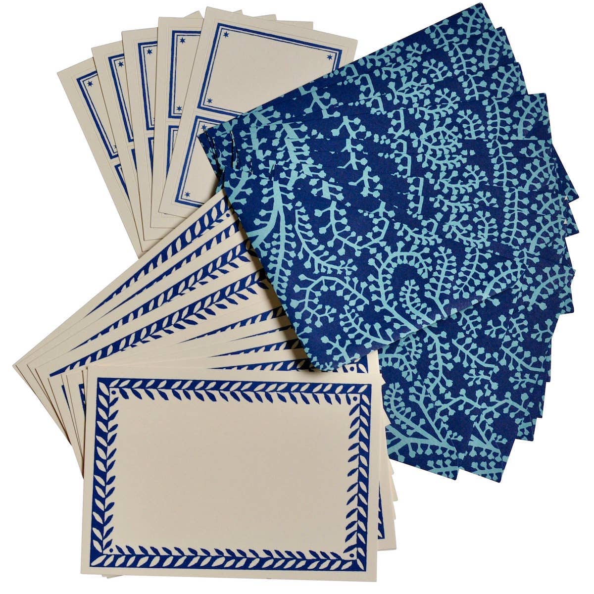 Favorite Story Cambridge Imprint Set of Notecards and Envelopes Seaweed Paisley Cyanotype