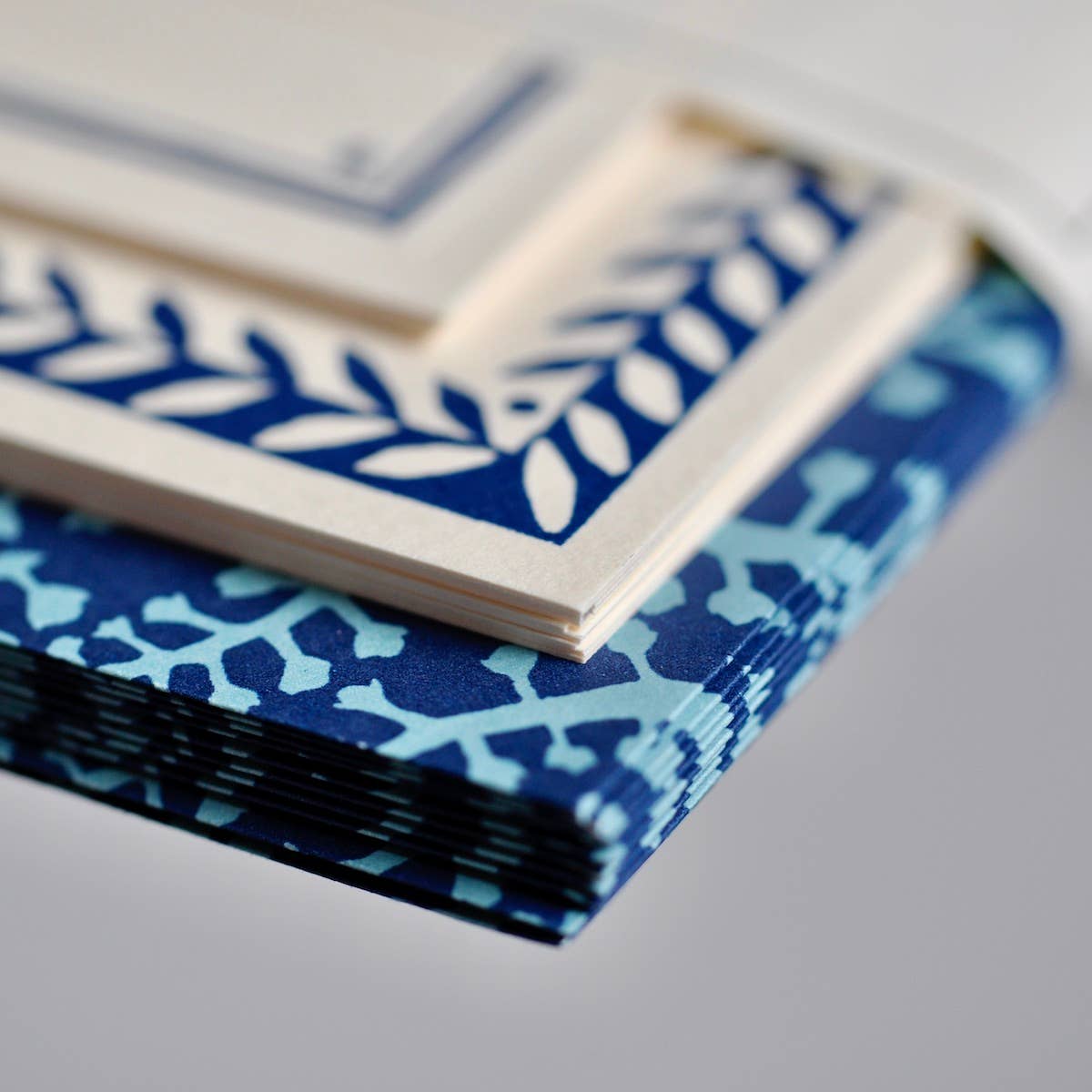 Favorite Story Cambridge Imprint Set of Notecards and Envelopes Seaweed Paisley Cyanotype