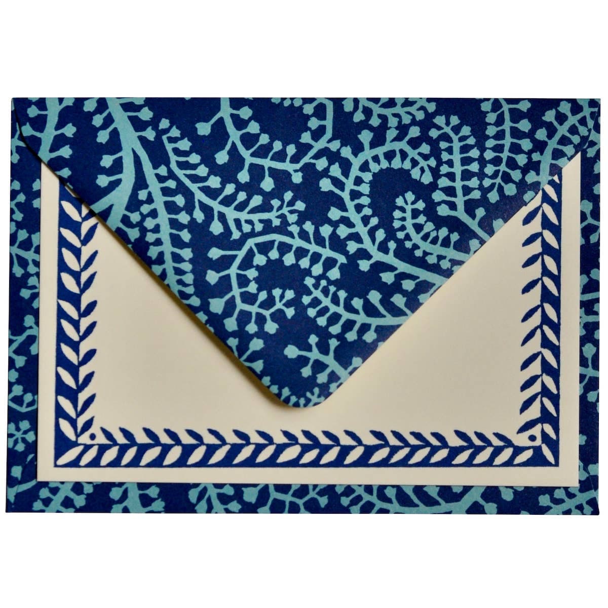 Favorite Story Cambridge Imprint Set of Notecards and Envelopes Seaweed Paisley Cyanotype