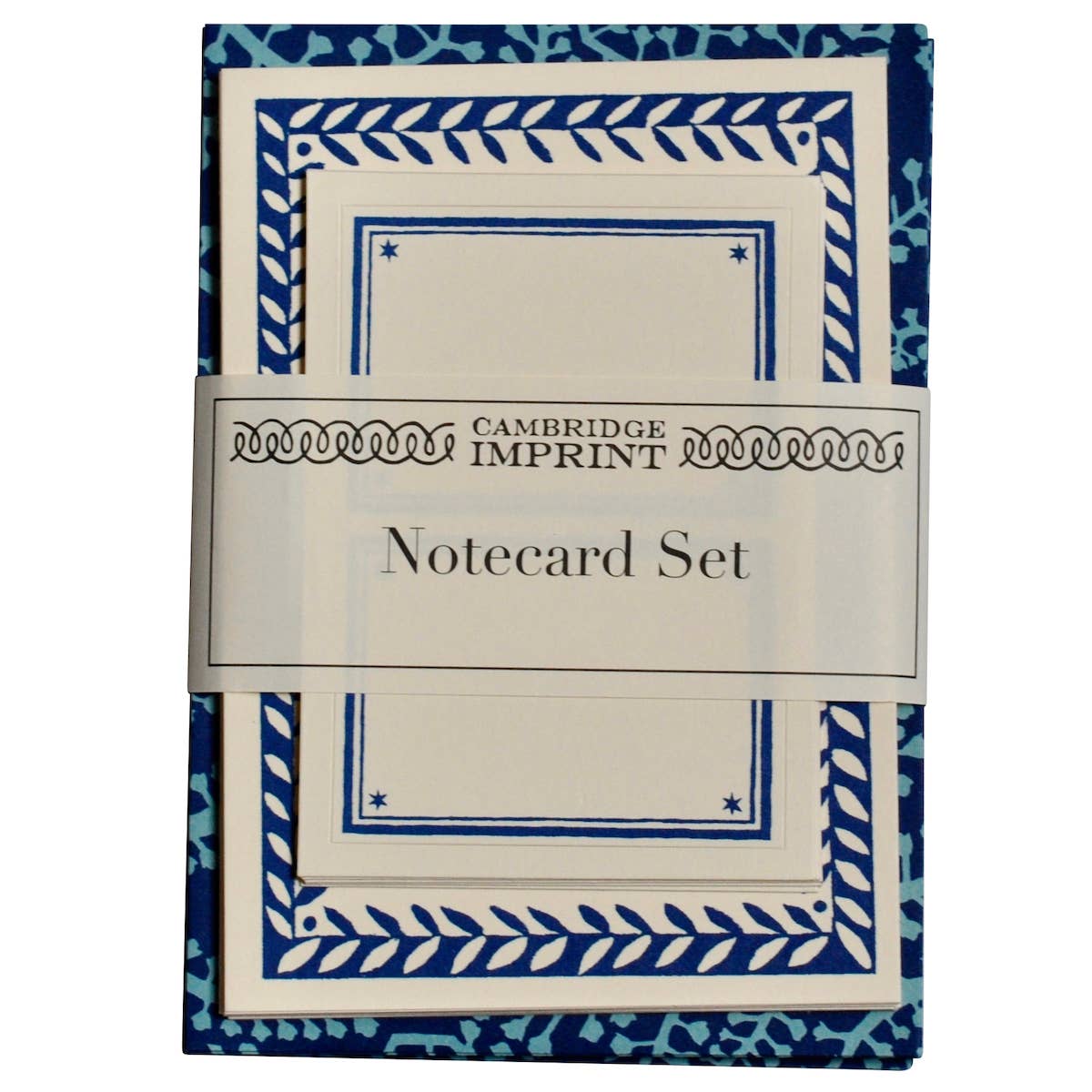Favorite Story Cambridge Imprint Set of Notecards and Envelopes Seaweed Paisley Cyanotype